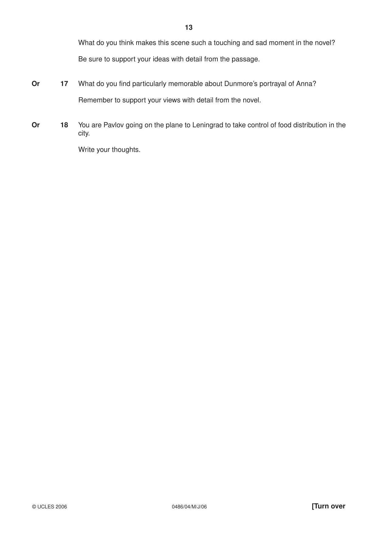 Cambridge IGCSE English - Literature 0486 2006 May/June Paper 4 · Variant 1 question paper, page 13 of 28