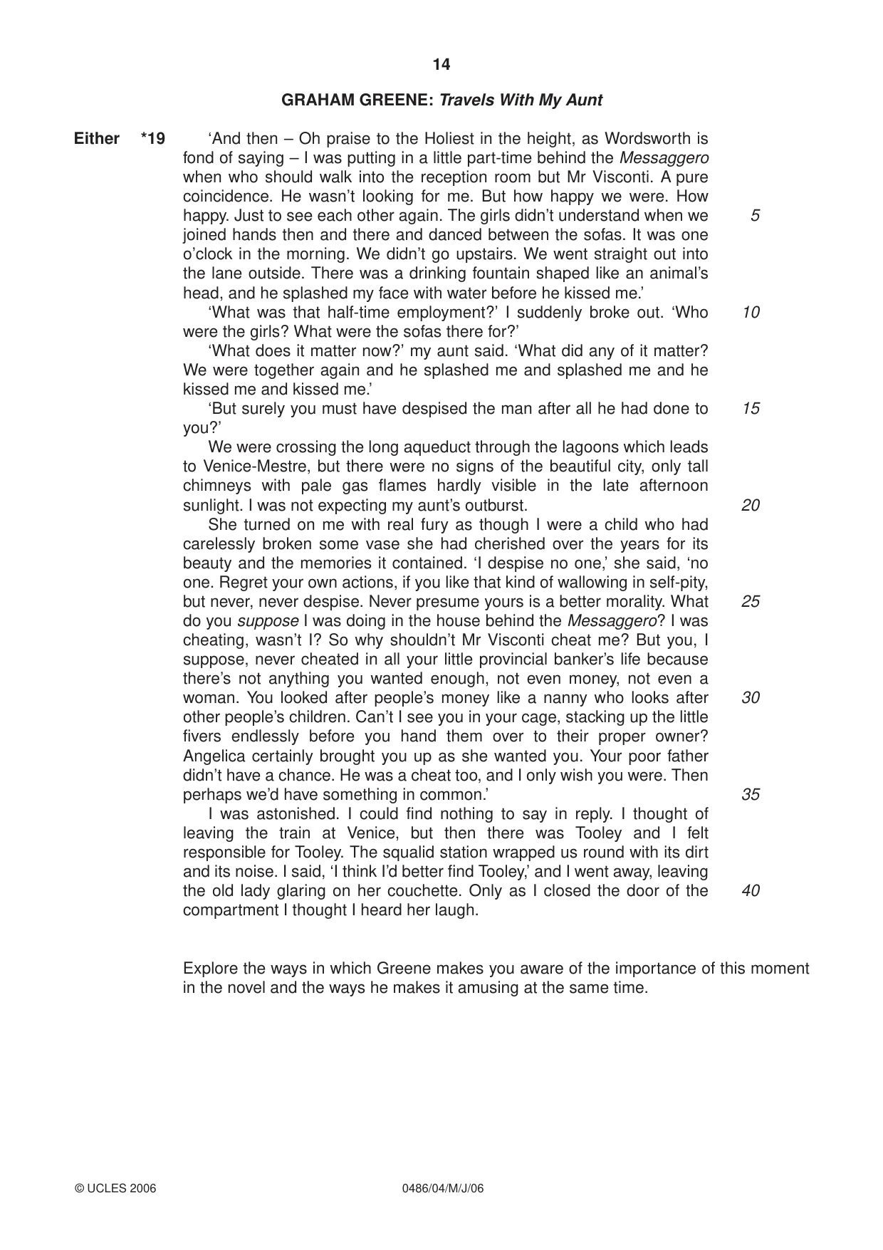 Cambridge IGCSE English - Literature 0486 2006 May/June Paper 4 · Variant 1 question paper, page 14 of 28