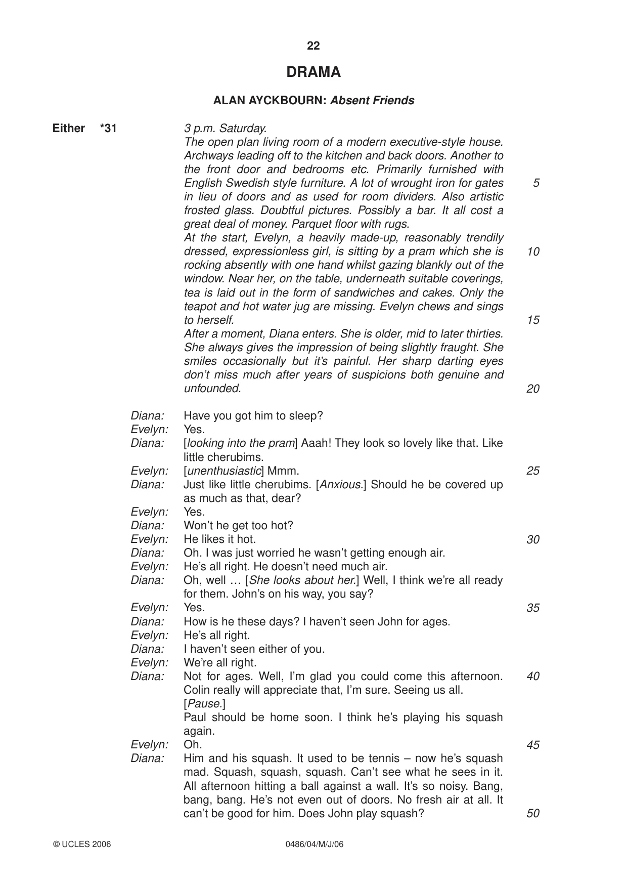 Cambridge IGCSE English - Literature 0486 2006 May/June Paper 4 · Variant 1 question paper, page 22 of 28