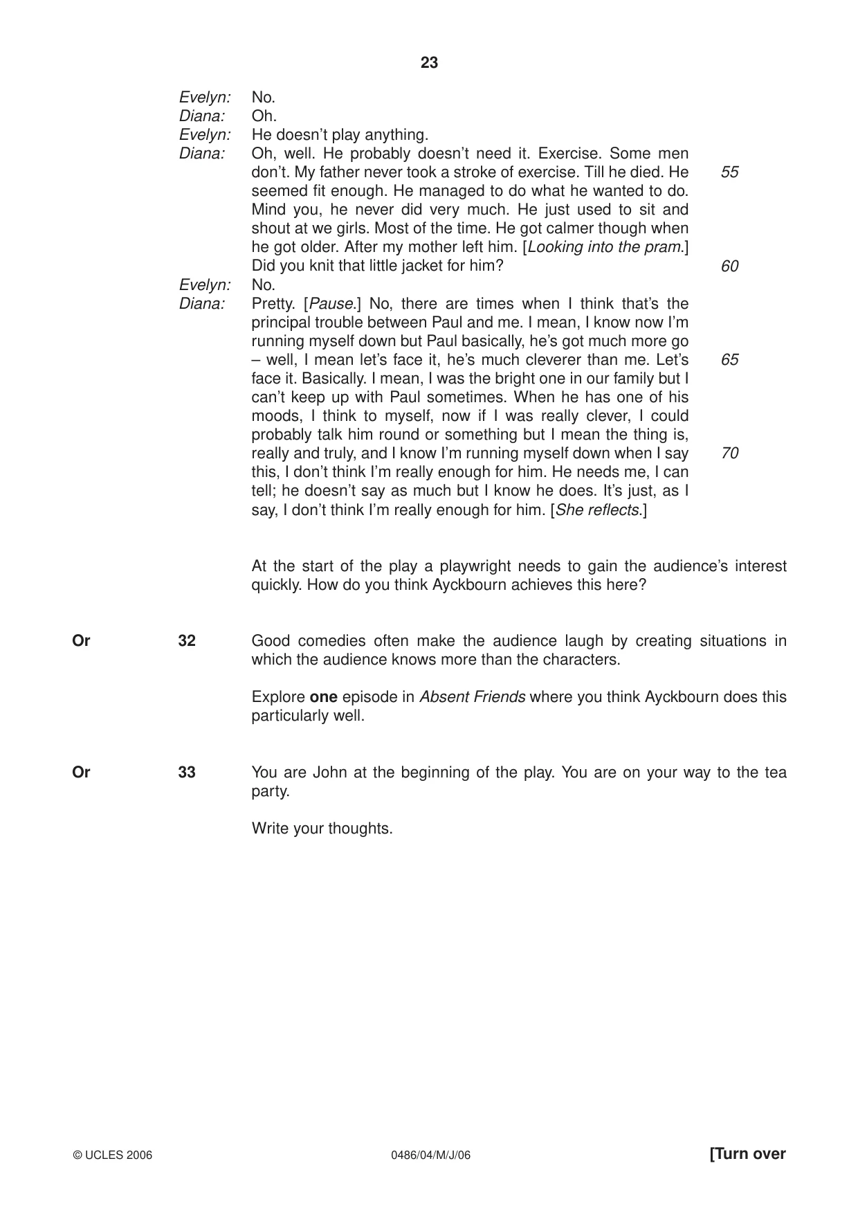 Cambridge IGCSE English - Literature 0486 2006 May/June Paper 4 · Variant 1 question paper, page 23 of 28
