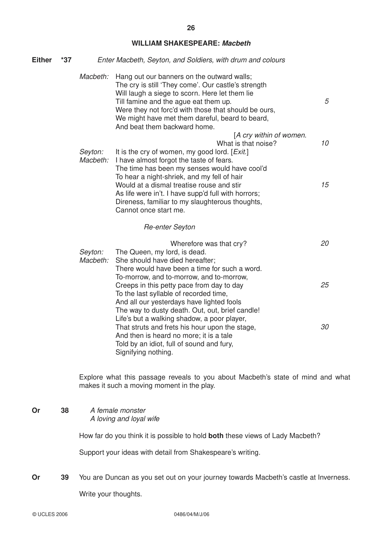 Cambridge IGCSE English - Literature 0486 2006 May/June Paper 4 · Variant 1 question paper, page 24 of 28
