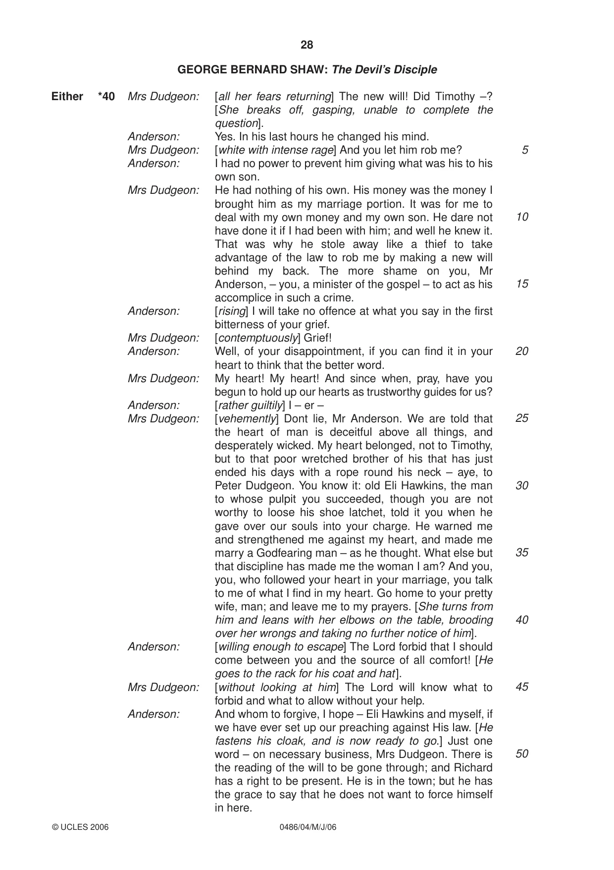Cambridge IGCSE English - Literature 0486 2006 May/June Paper 4 · Variant 1 question paper, page 26 of 28