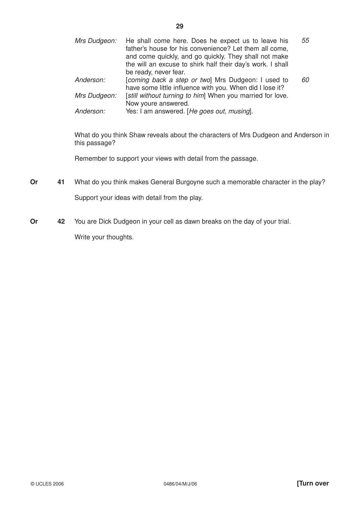 Cambridge IGCSE English - Literature 0486 2006 May/June Paper 4 · Variant 1 question paper, page 27 of 28