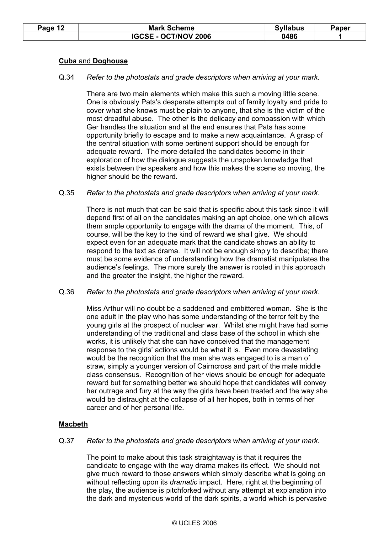 Mark scheme, page 12 of 16