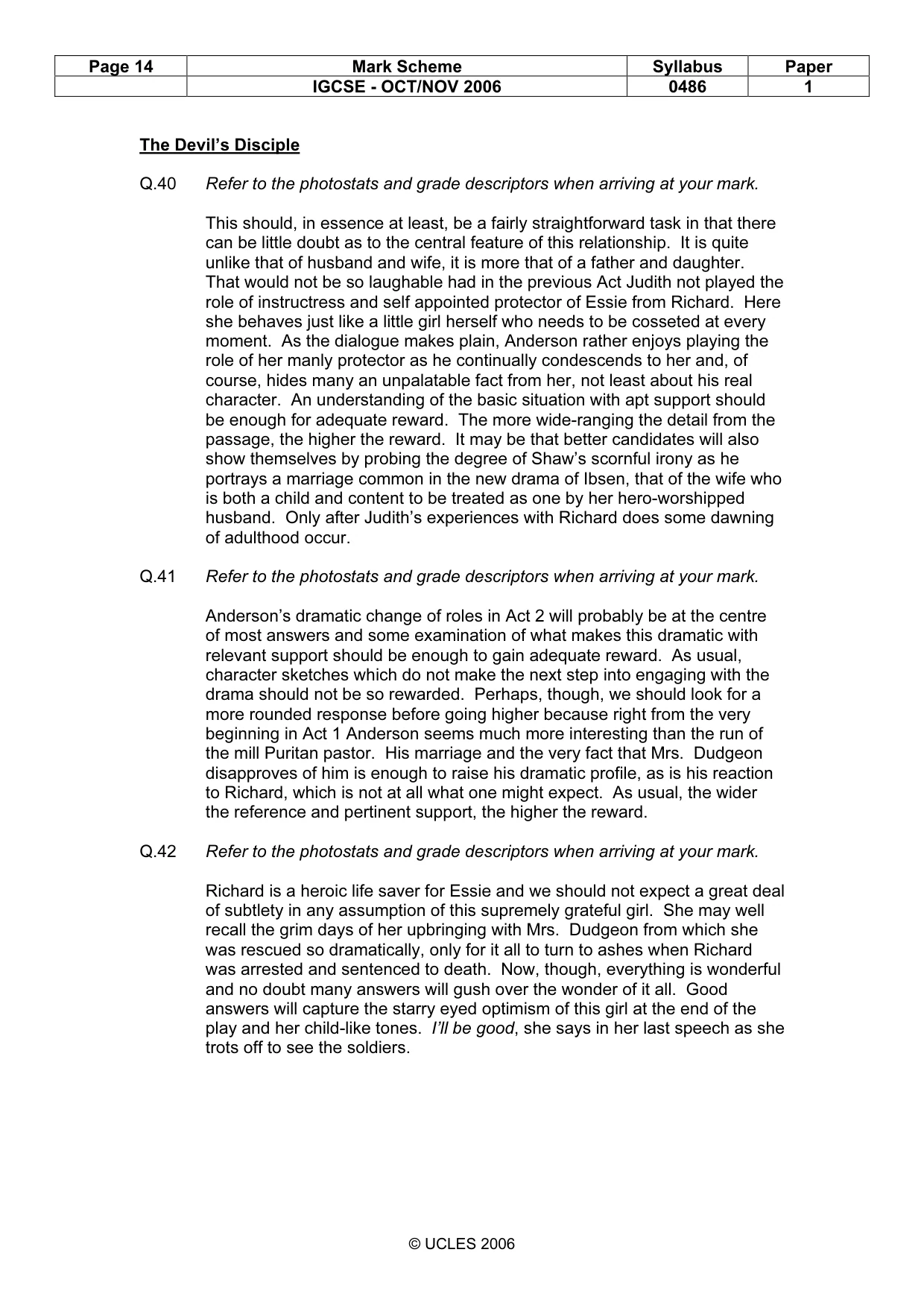 Mark scheme, page 14 of 16