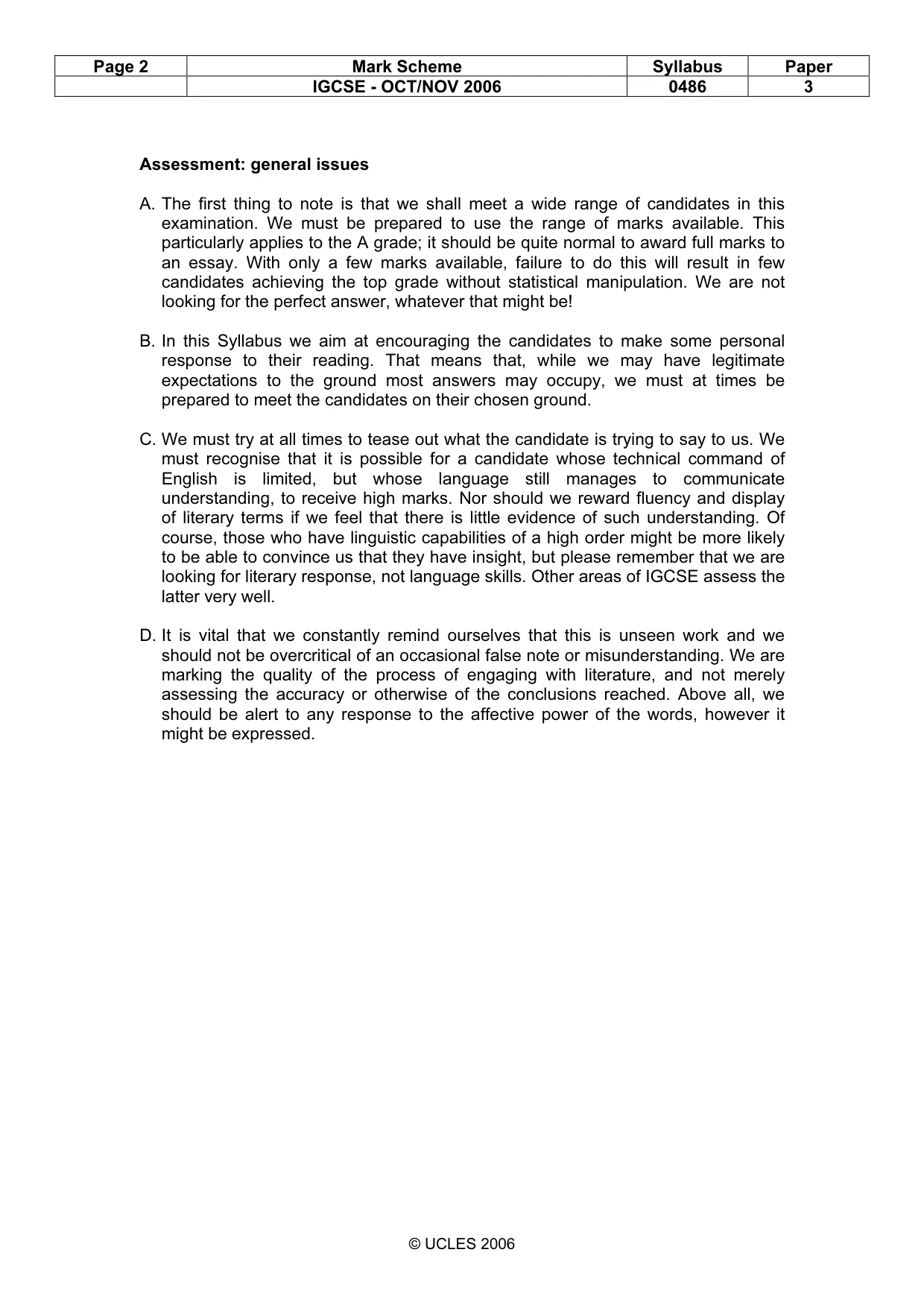 Mark scheme, page 2 of 5