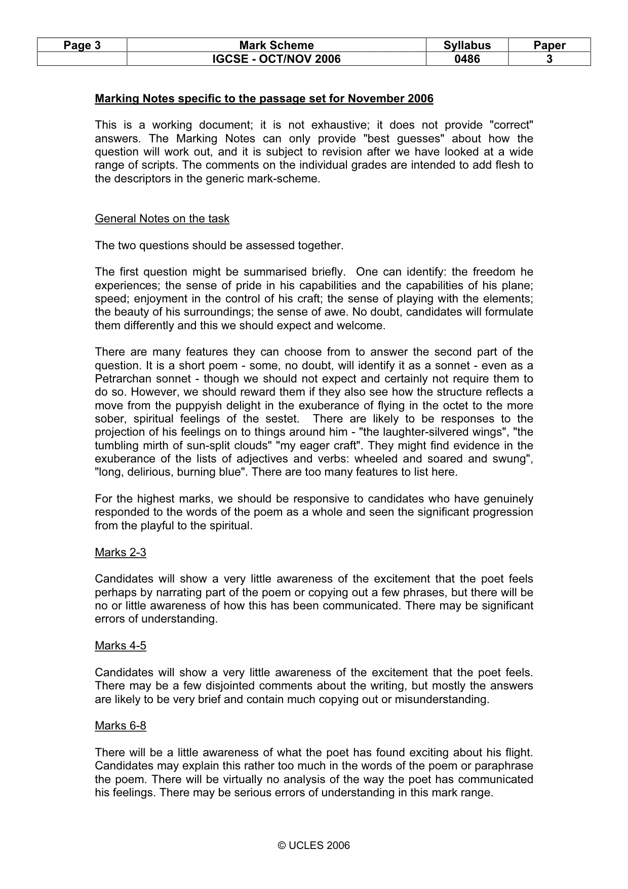 Mark scheme, page 3 of 5