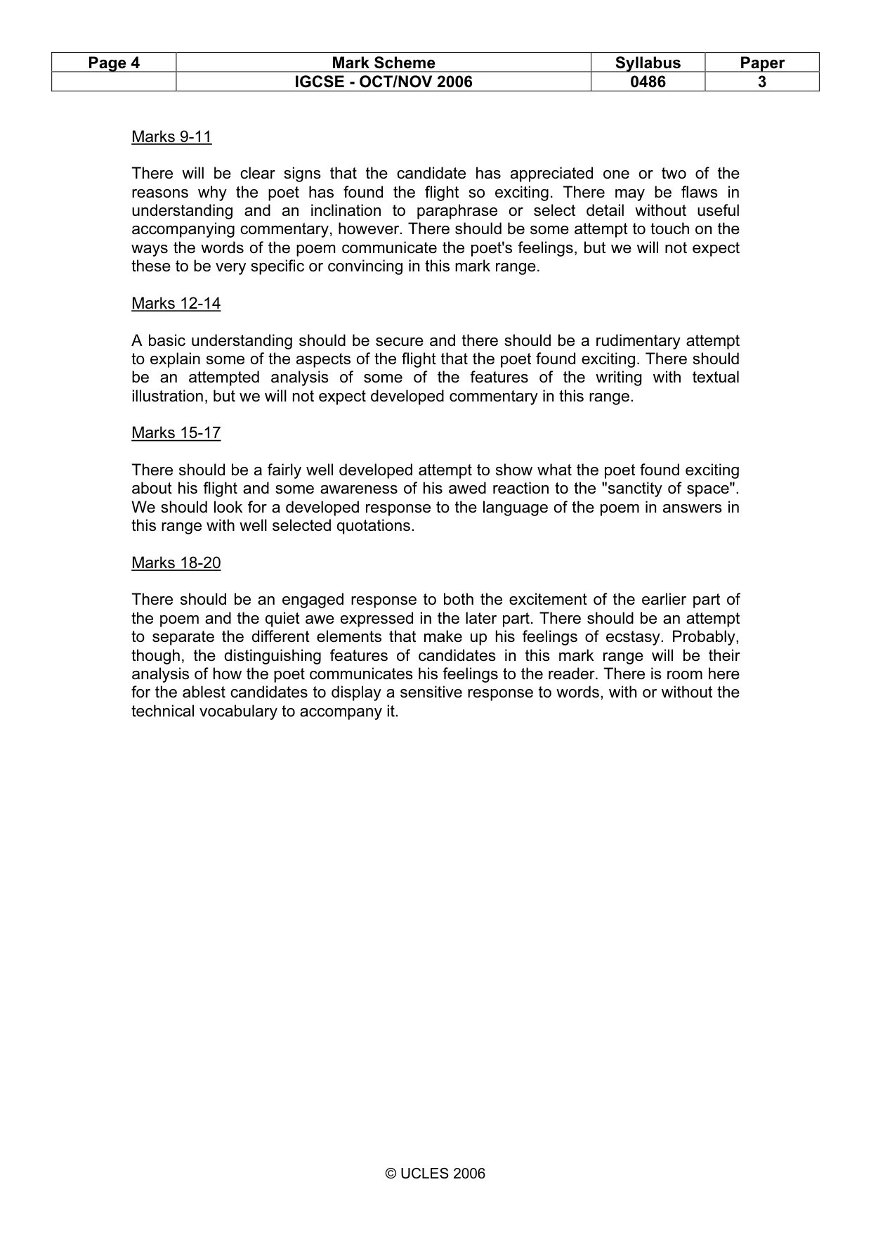 Mark scheme, page 4 of 5