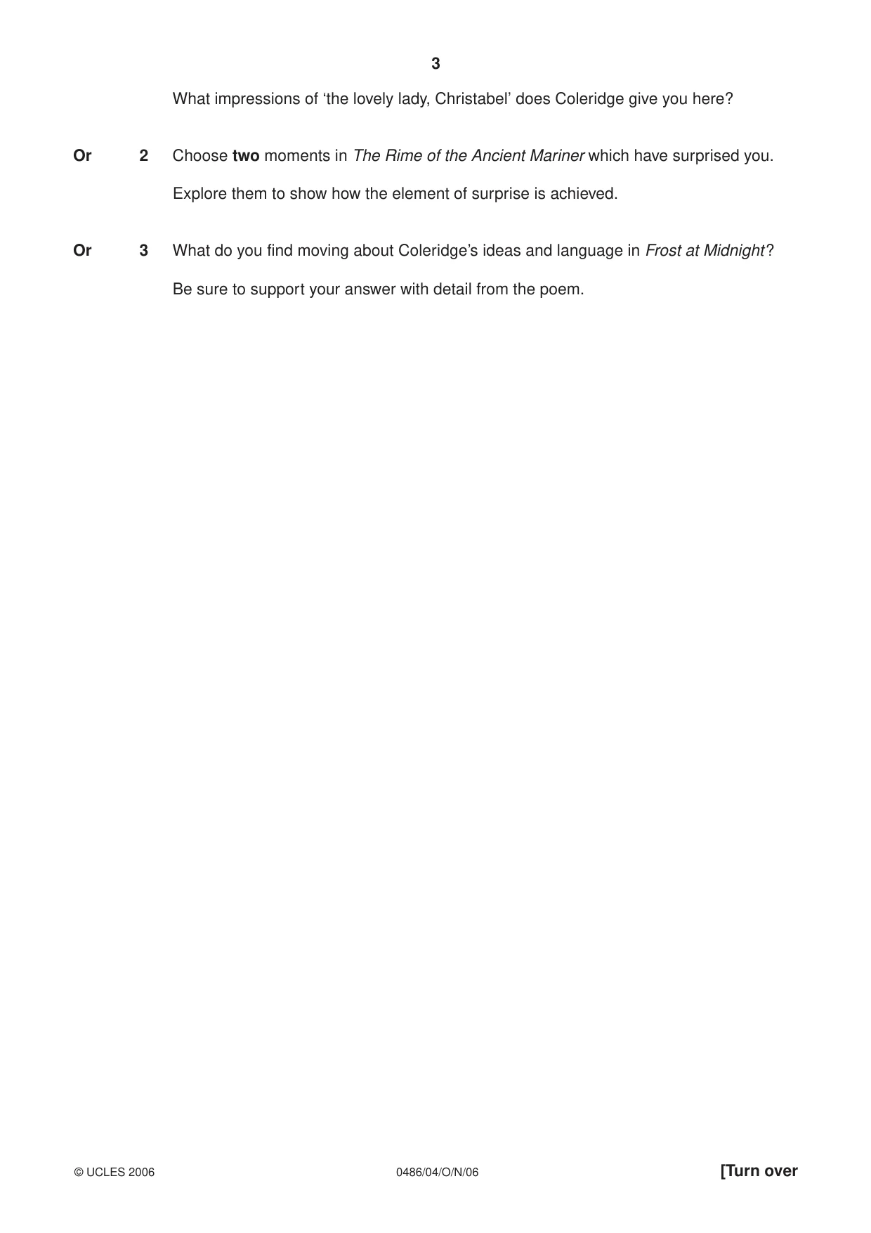 Cambridge IGCSE English - Literature 0486 2006 Oct/Nov Paper 4 · Variant 1 question paper, page 3 of 32