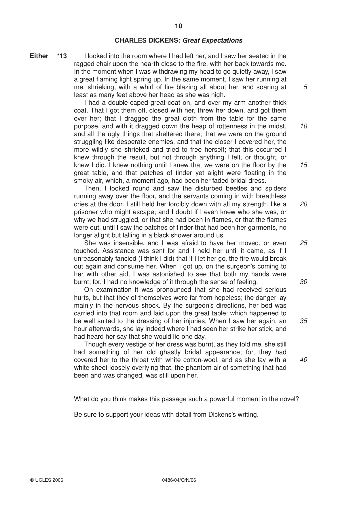 Cambridge IGCSE English - Literature 0486 2006 Oct/Nov Paper 4 · Variant 1 question paper, page 10 of 32