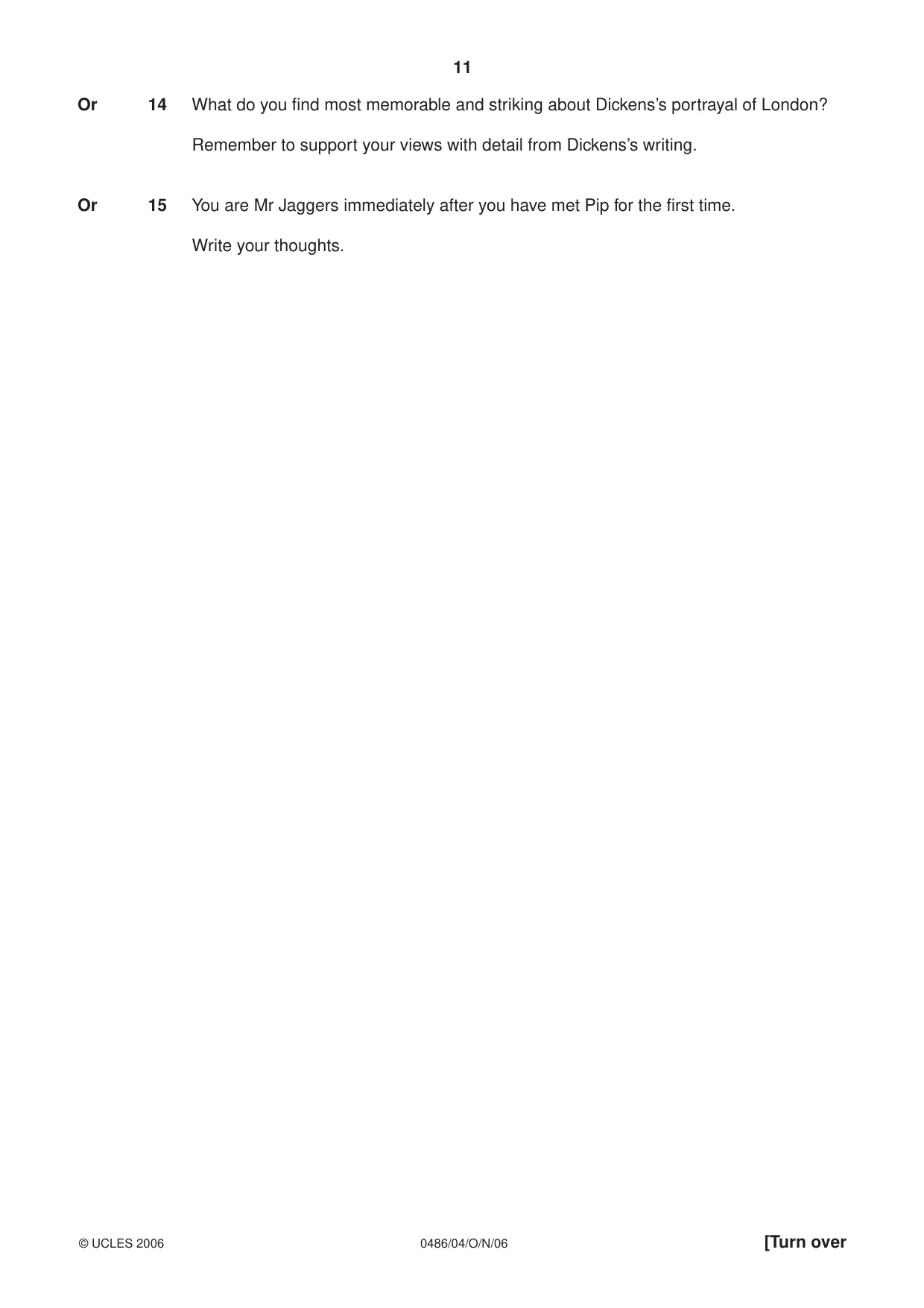 Cambridge IGCSE English - Literature 0486 2006 Oct/Nov Paper 4 · Variant 1 question paper, page 11 of 32
