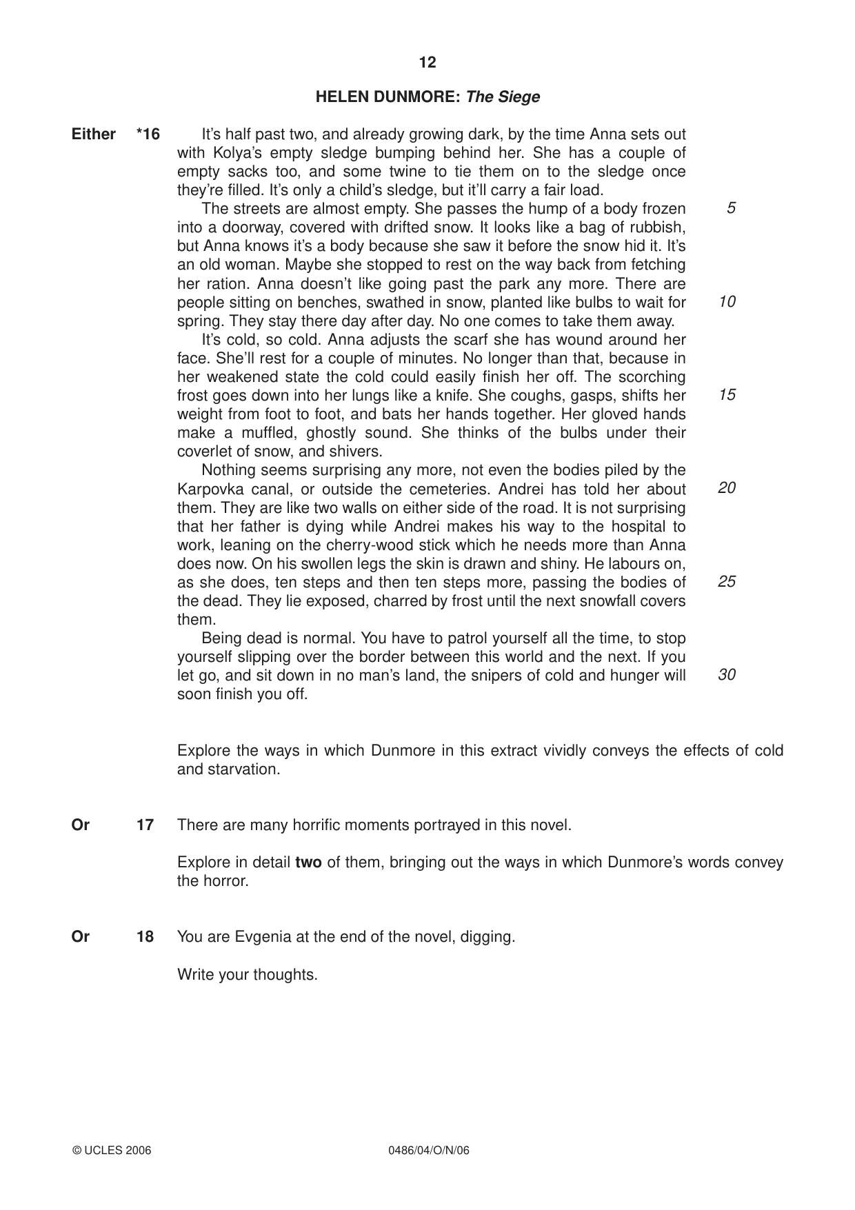 Cambridge IGCSE English - Literature 0486 2006 Oct/Nov Paper 4 · Variant 1 question paper, page 12 of 32