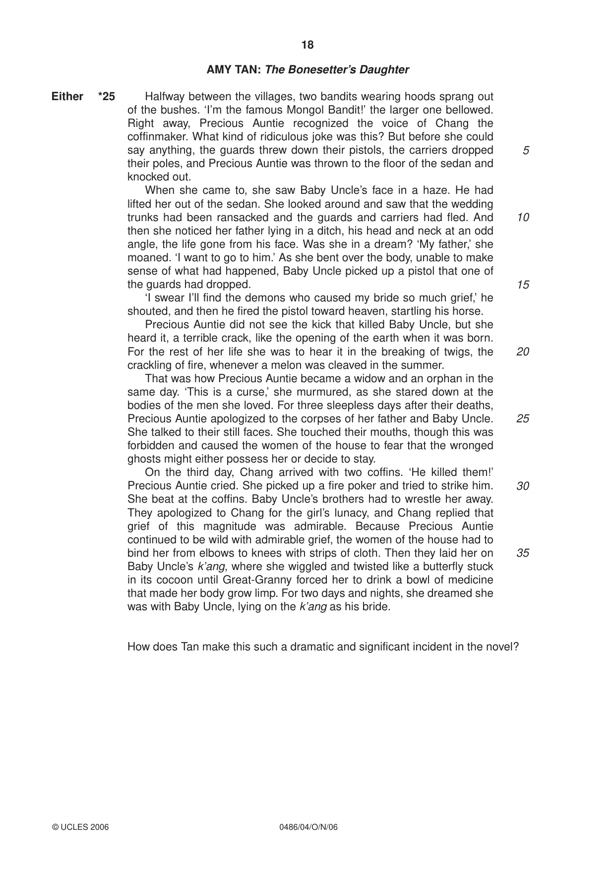 Cambridge IGCSE English - Literature 0486 2006 Oct/Nov Paper 4 · Variant 1 question paper, page 18 of 32