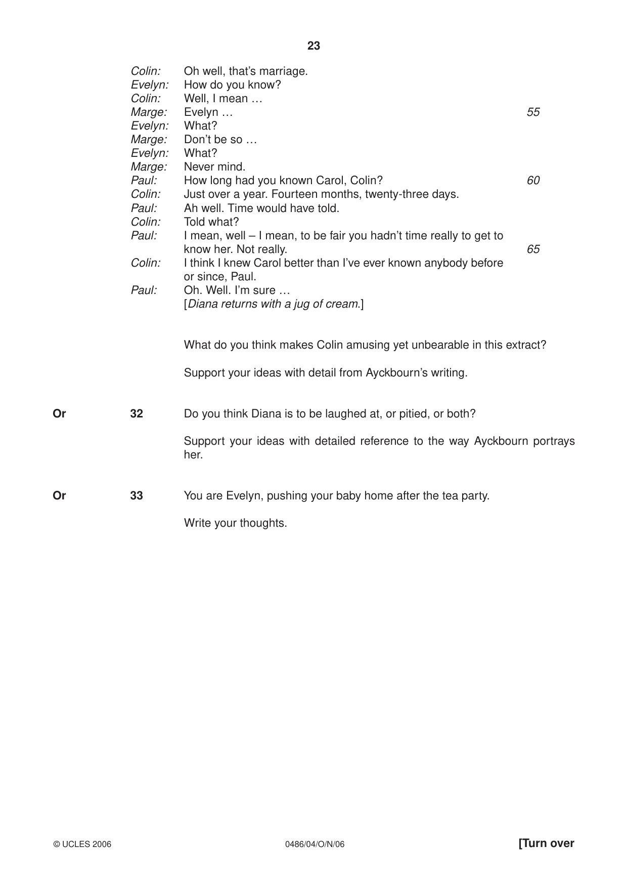 Cambridge IGCSE English - Literature 0486 2006 Oct/Nov Paper 4 · Variant 1 question paper, page 23 of 32