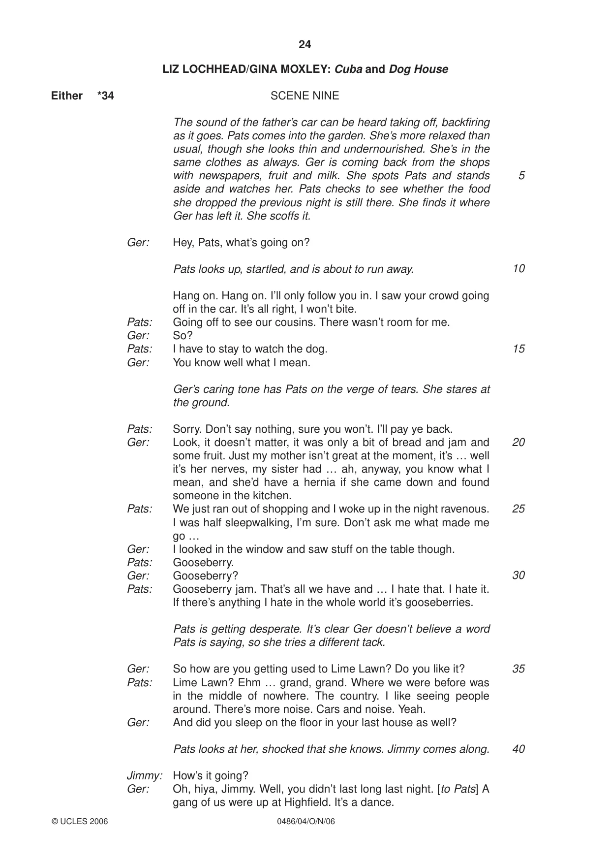 Cambridge IGCSE English - Literature 0486 2006 Oct/Nov Paper 4 · Variant 1 question paper, page 24 of 32