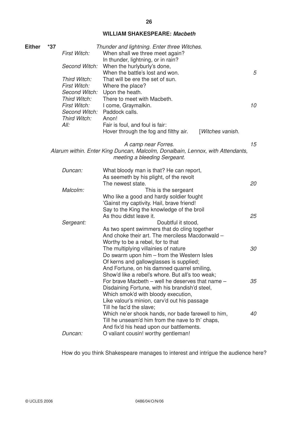 Cambridge IGCSE English - Literature 0486 2006 Oct/Nov Paper 4 · Variant 1 question paper, page 26 of 32