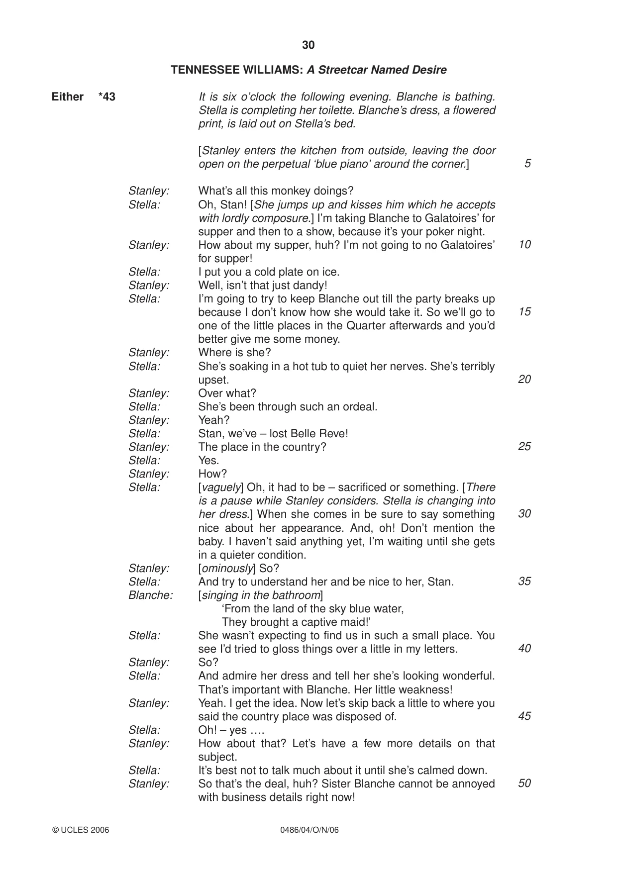 Cambridge IGCSE English - Literature 0486 2006 Oct/Nov Paper 4 · Variant 1 question paper, page 30 of 32