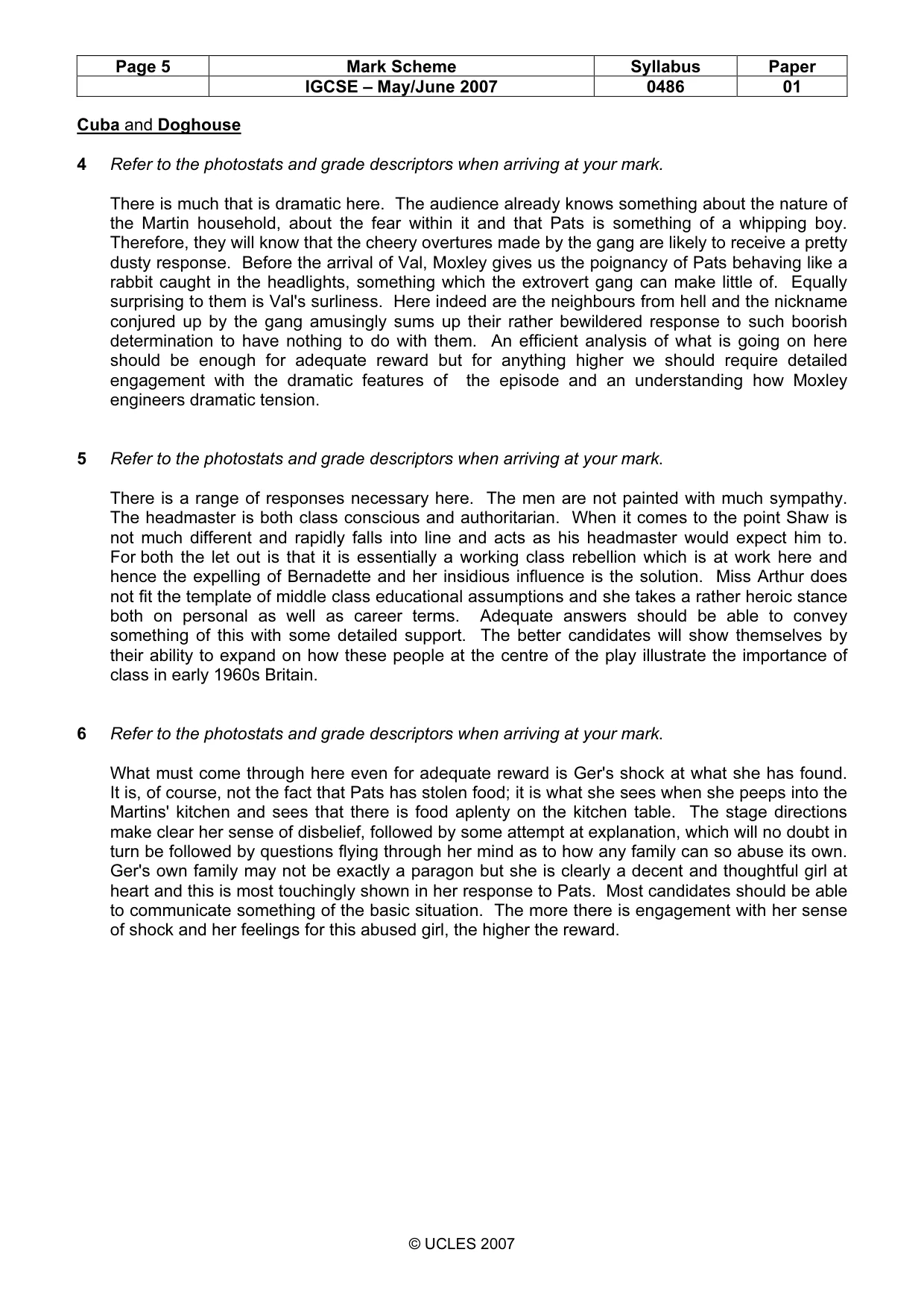 Mark scheme, page 5 of 17