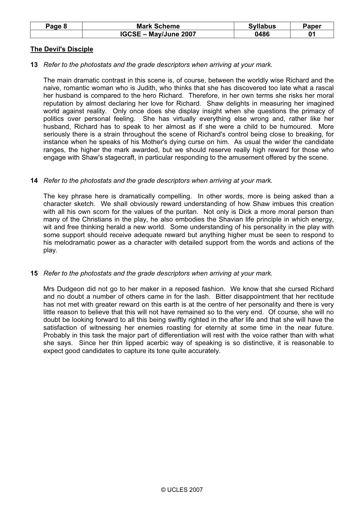 Mark scheme, page 8 of 17