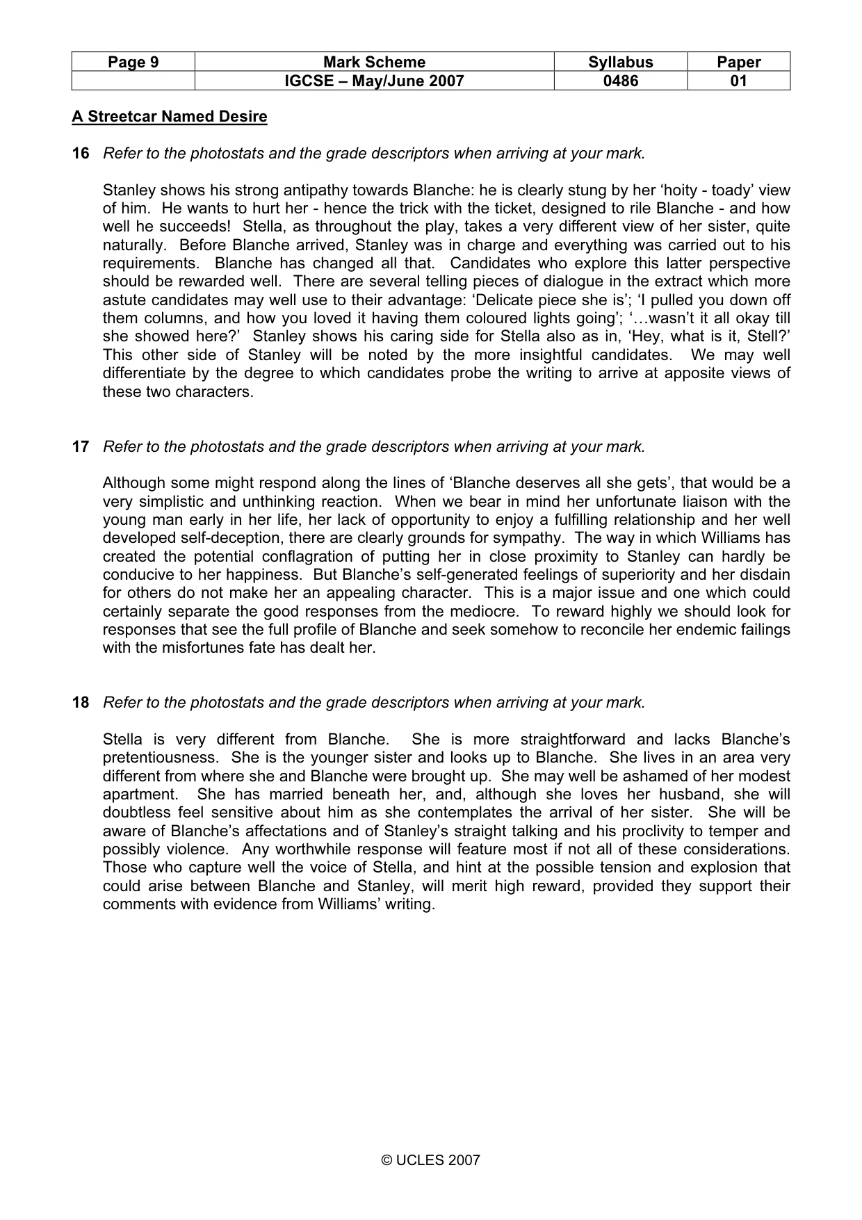 Mark scheme, page 9 of 17
