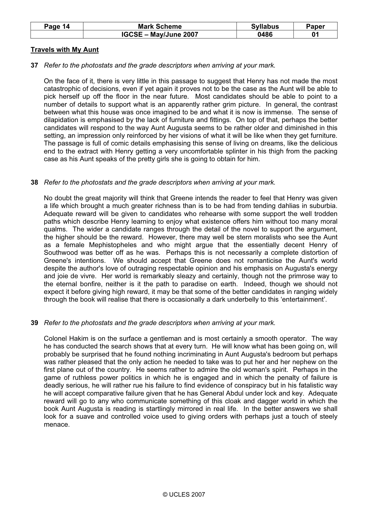 Mark scheme, page 14 of 17