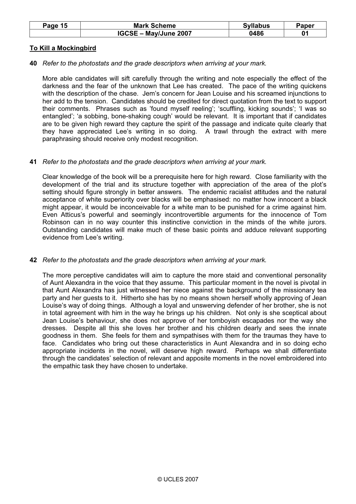 Mark scheme, page 15 of 17