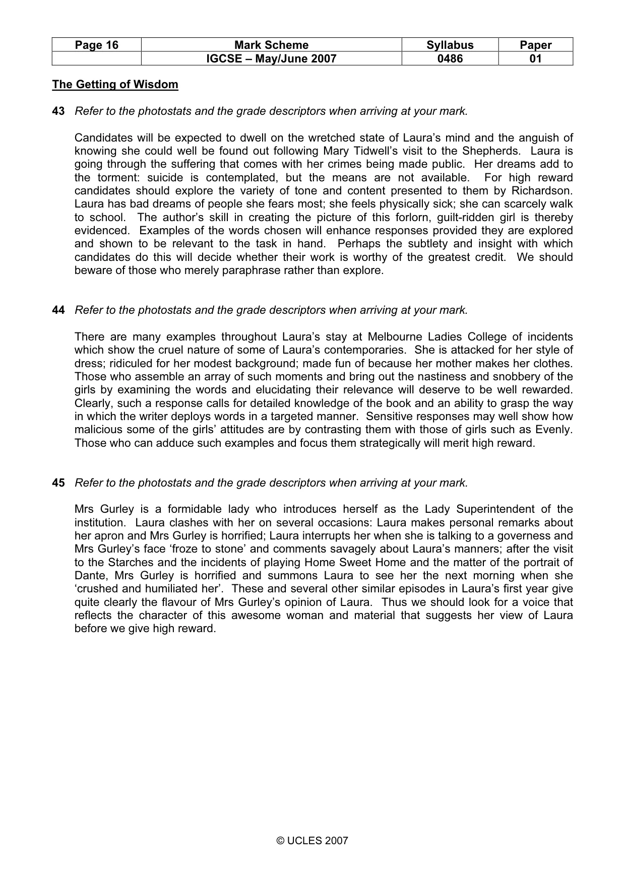 Mark scheme, page 16 of 17