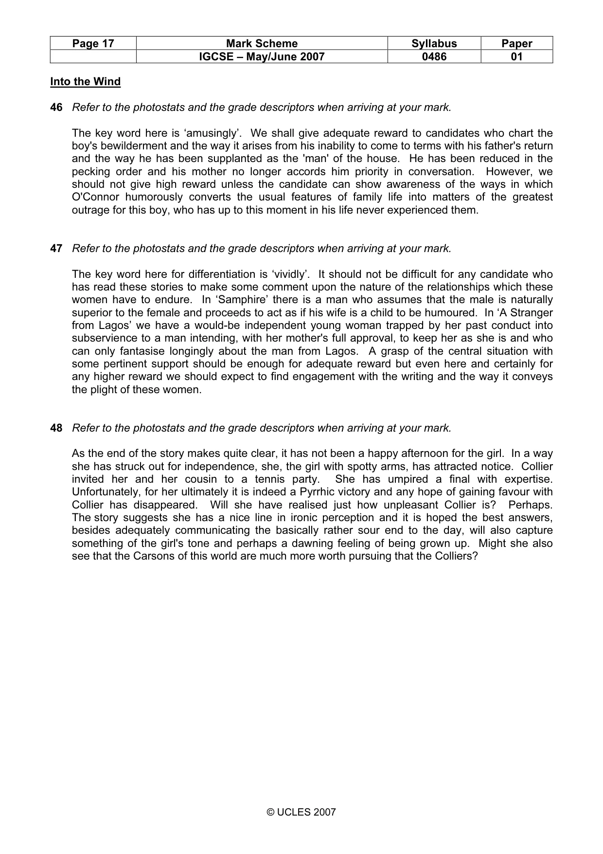 Mark scheme, page 17 of 17
