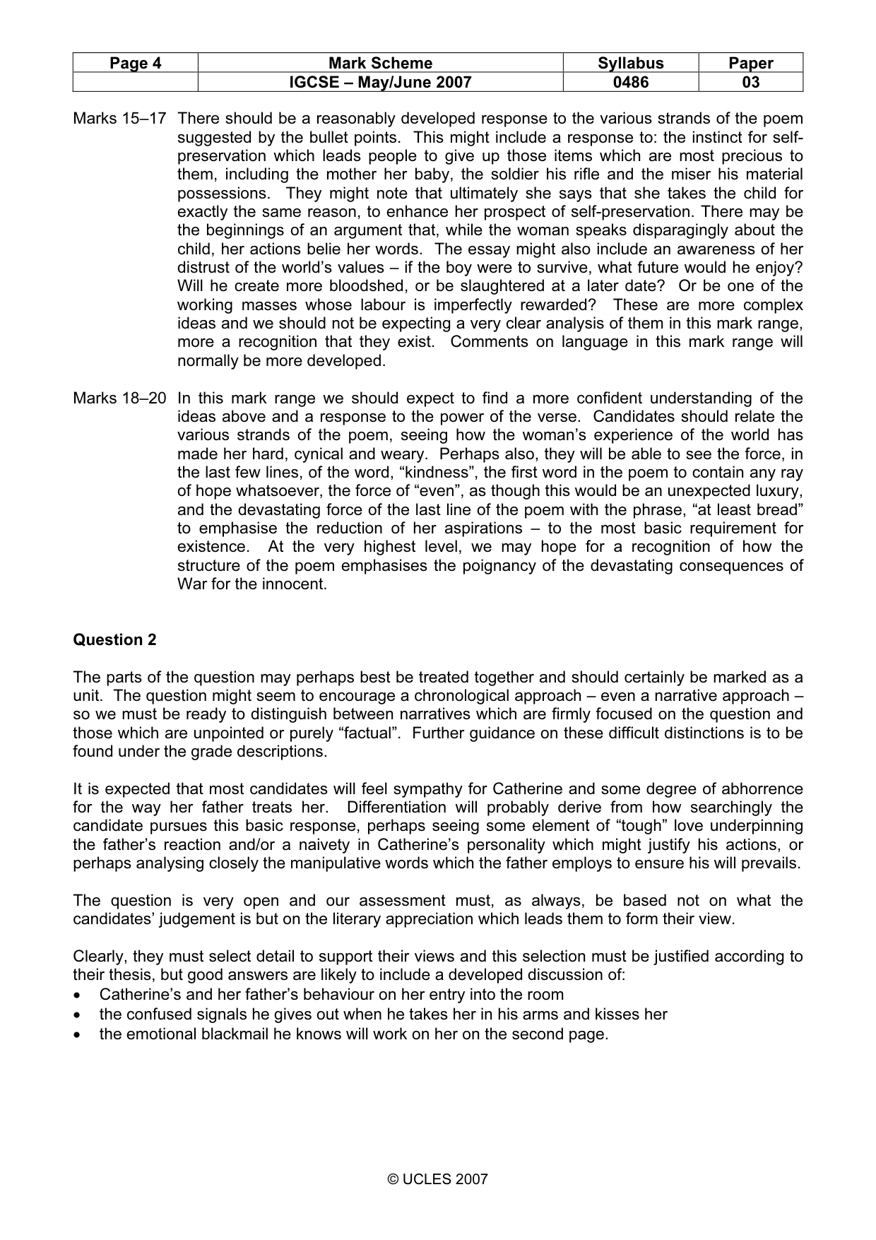 Mark scheme, page 4 of 5
