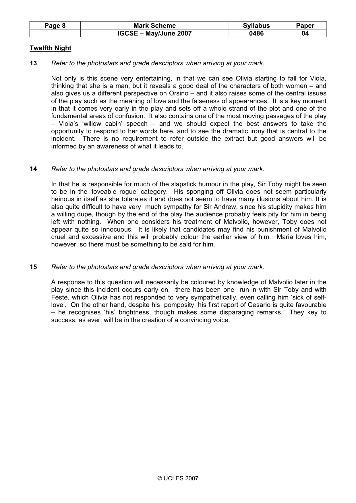 Mark scheme, page 8 of 18