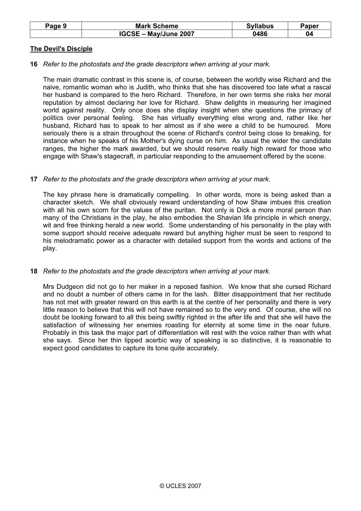 Mark scheme, page 9 of 18