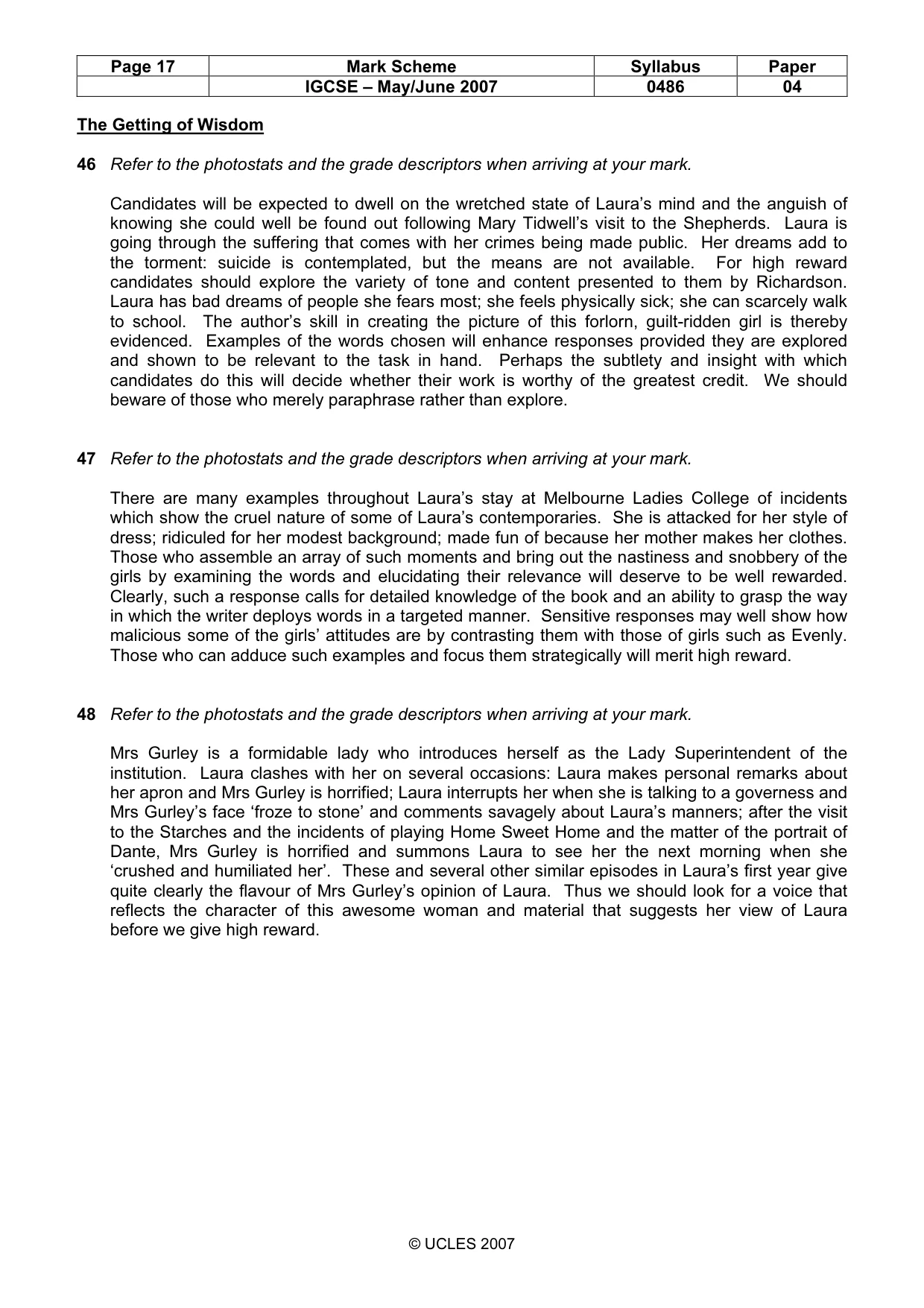 Mark scheme, page 17 of 18