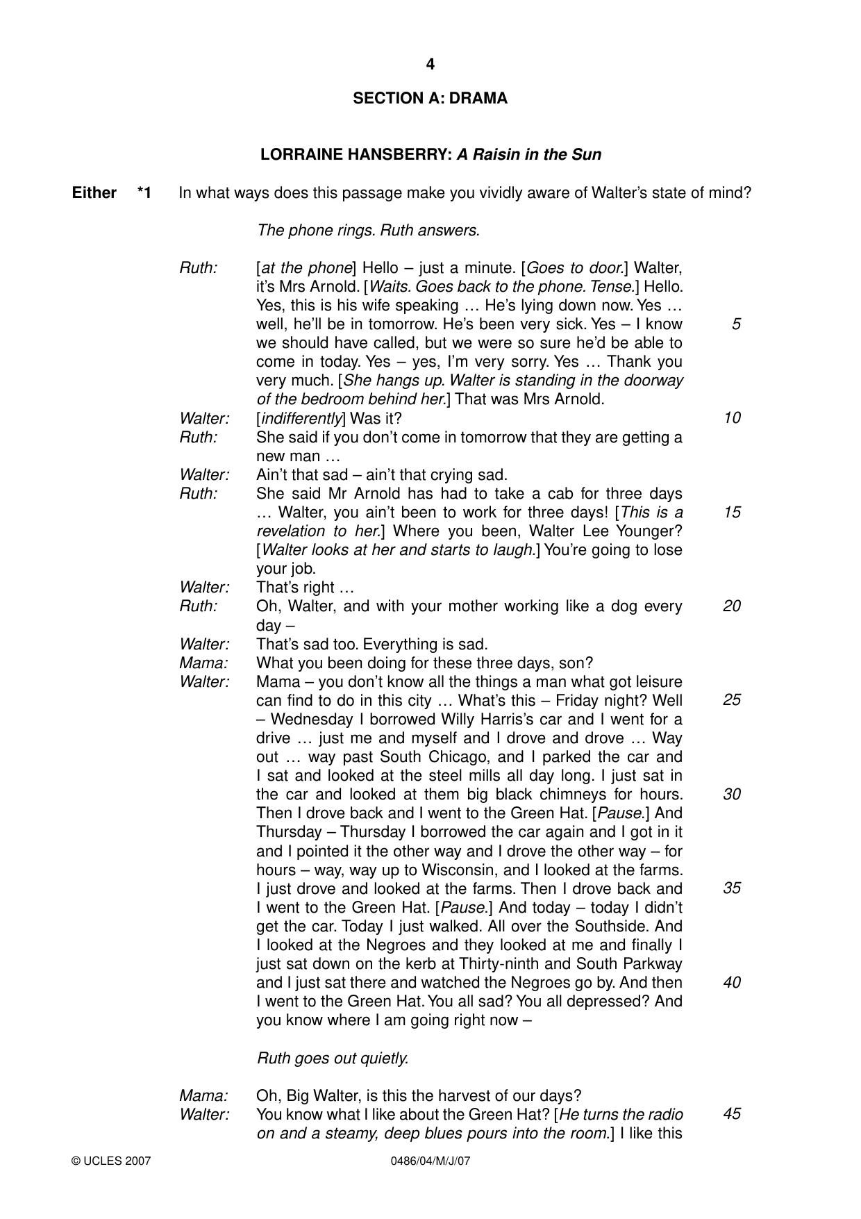 Cambridge IGCSE English - Literature 0486 2007 May/June Paper 4 · Variant 1 question paper, page 4 of 34