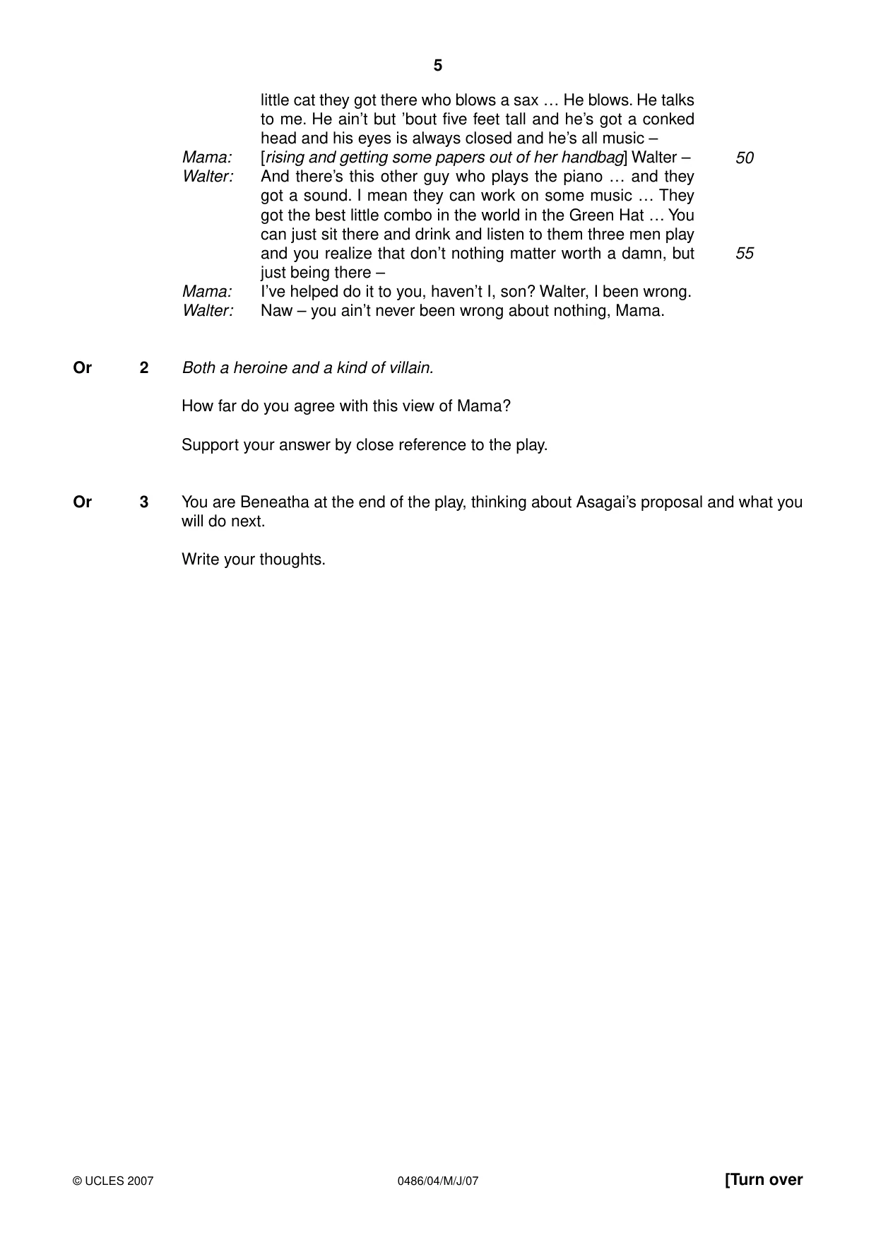 Cambridge IGCSE English - Literature 0486 2007 May/June Paper 4 · Variant 1 question paper, page 5 of 34