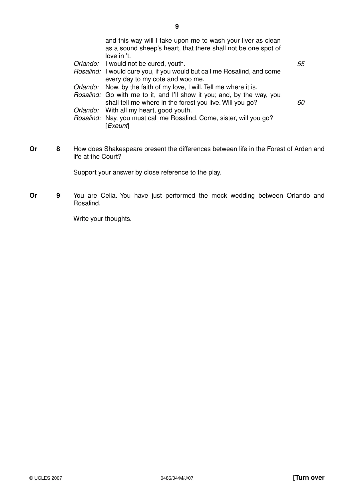 Cambridge IGCSE English - Literature 0486 2007 May/June Paper 4 · Variant 1 question paper, page 7 of 34