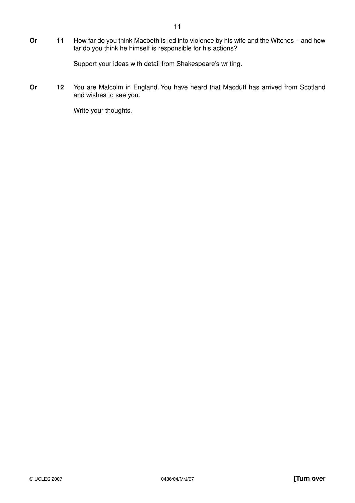 Cambridge IGCSE English - Literature 0486 2007 May/June Paper 4 · Variant 1 question paper, page 9 of 34