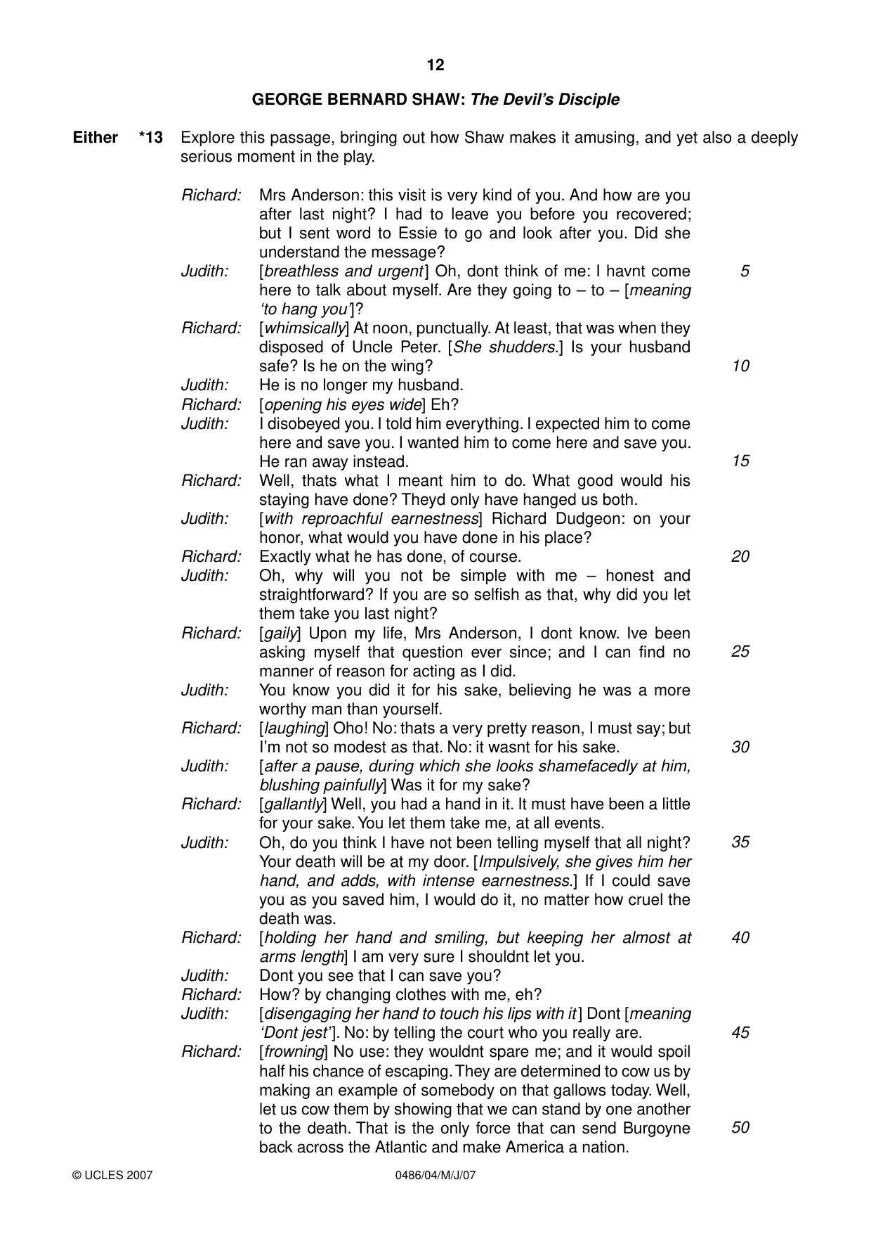 Cambridge IGCSE English - Literature 0486 2007 May/June Paper 4 · Variant 1 question paper, page 10 of 34