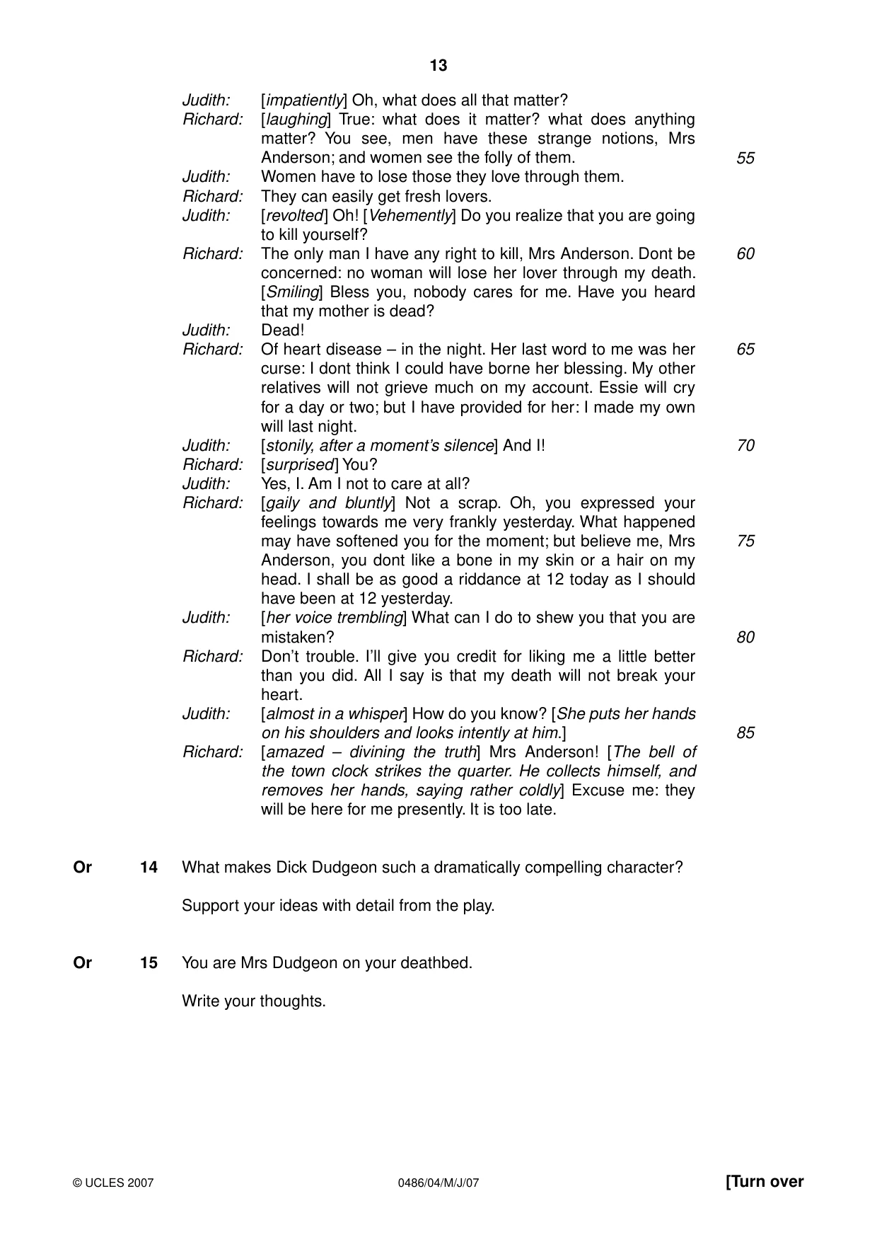 Cambridge IGCSE English - Literature 0486 2007 May/June Paper 4 · Variant 1 question paper, page 11 of 34
