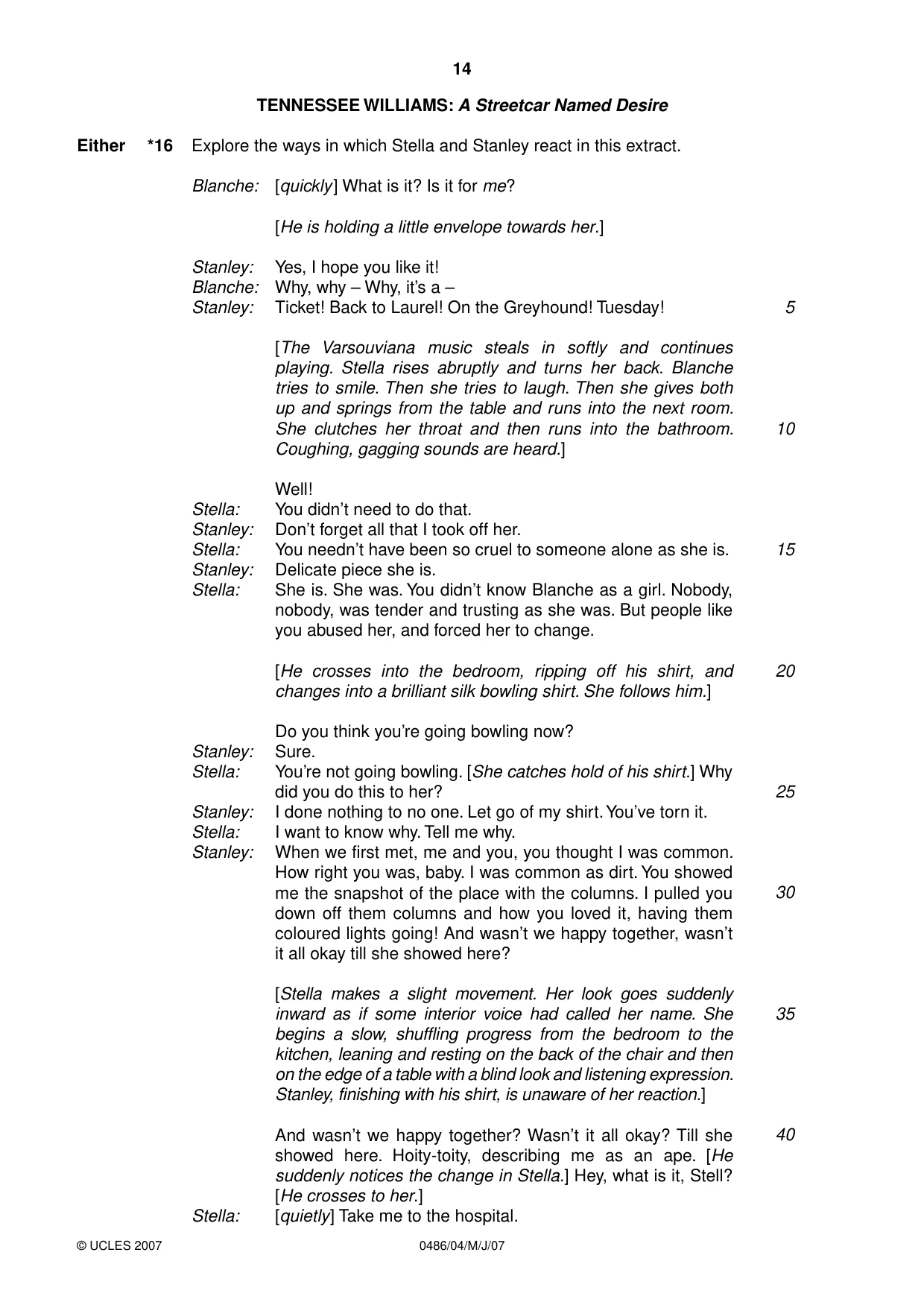 Cambridge IGCSE English - Literature 0486 2007 May/June Paper 4 · Variant 1 question paper, page 12 of 34