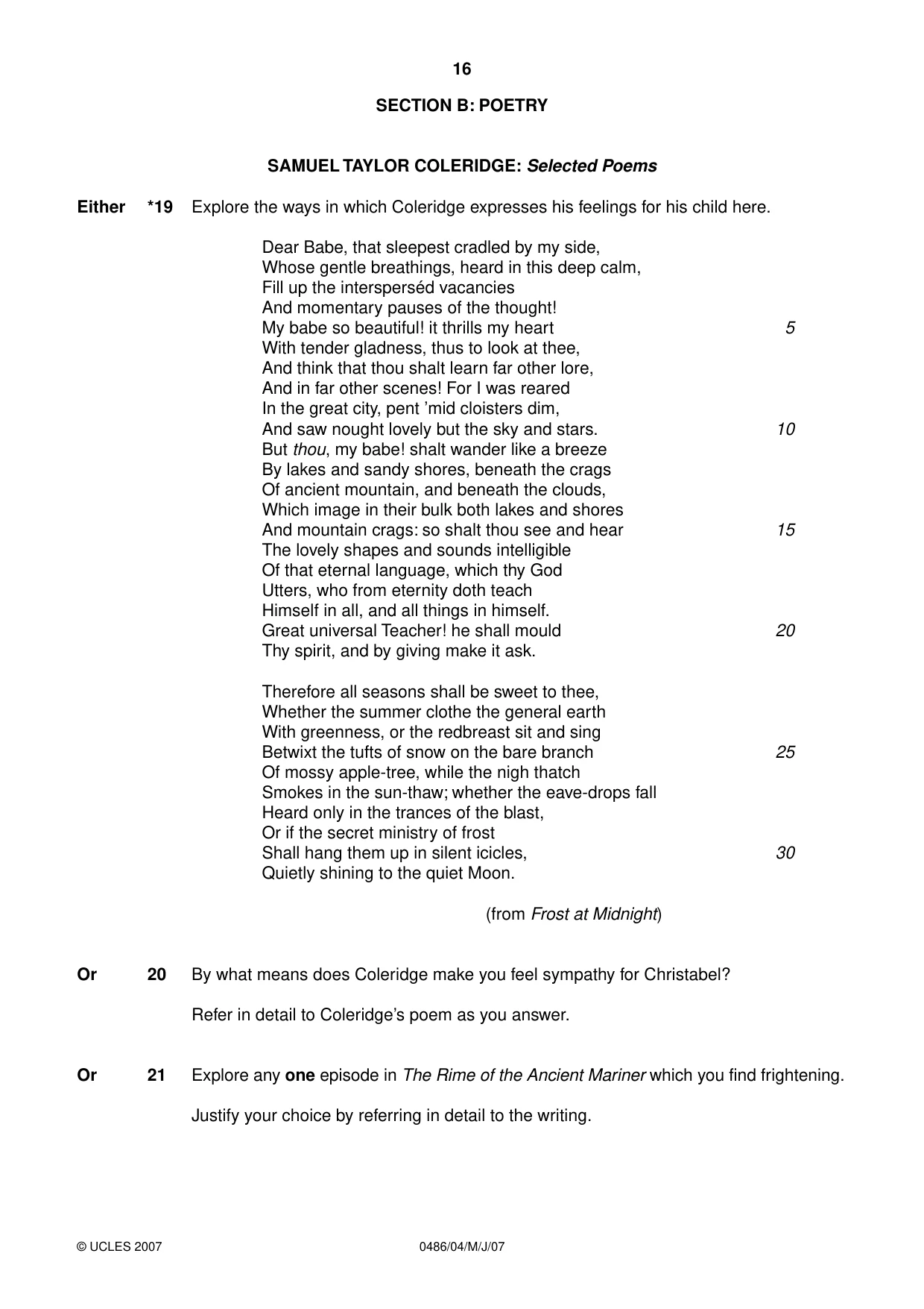 Cambridge IGCSE English - Literature 0486 2007 May/June Paper 4 · Variant 1 question paper, page 14 of 34