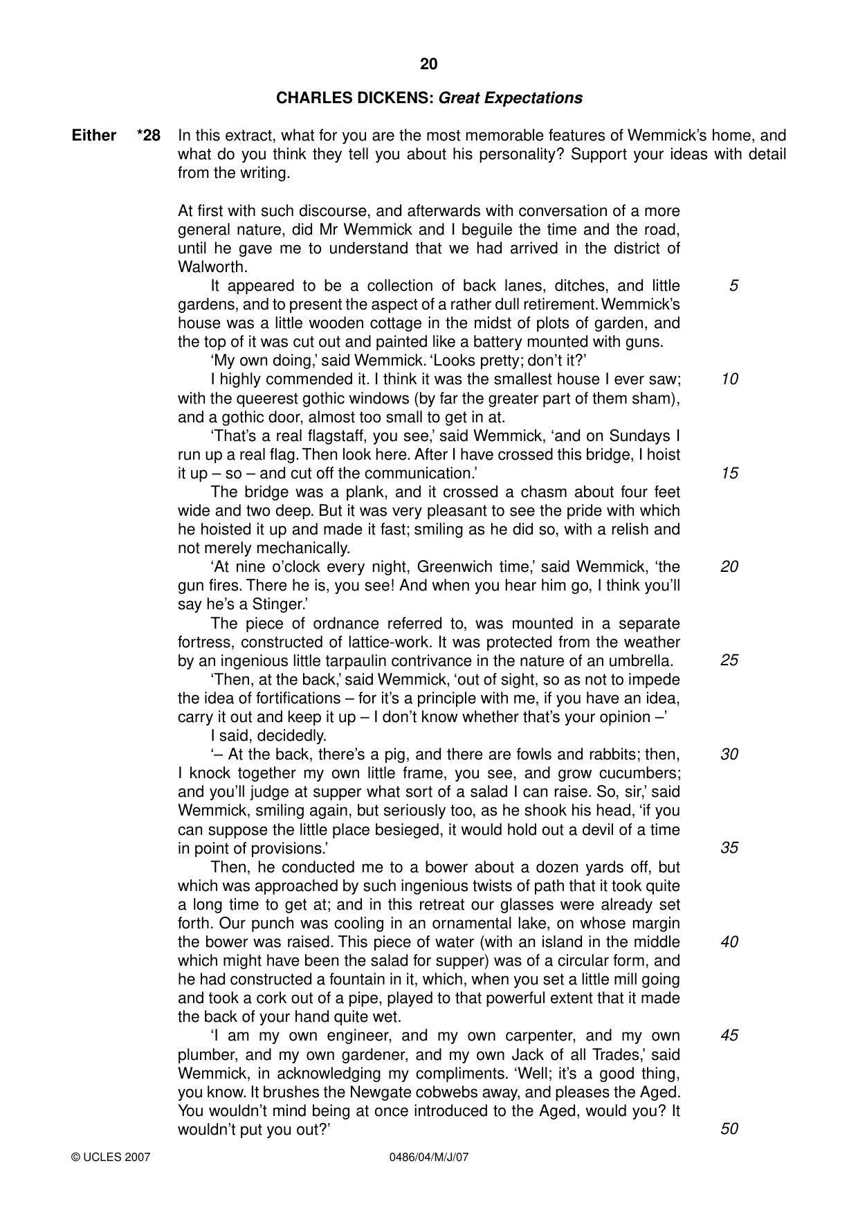 Cambridge IGCSE English - Literature 0486 2007 May/June Paper 4 · Variant 1 question paper, page 18 of 34