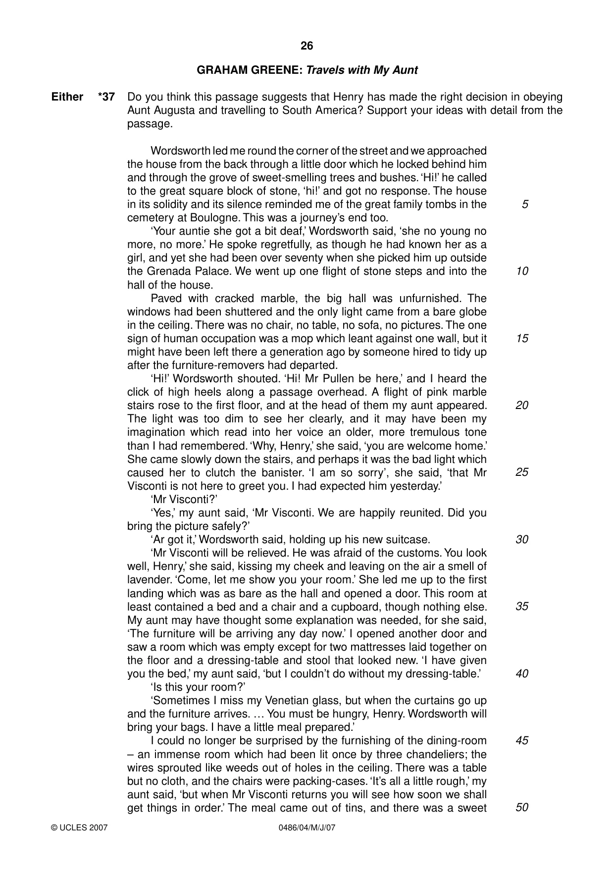 Cambridge IGCSE English - Literature 0486 2007 May/June Paper 4 · Variant 1 question paper, page 24 of 34