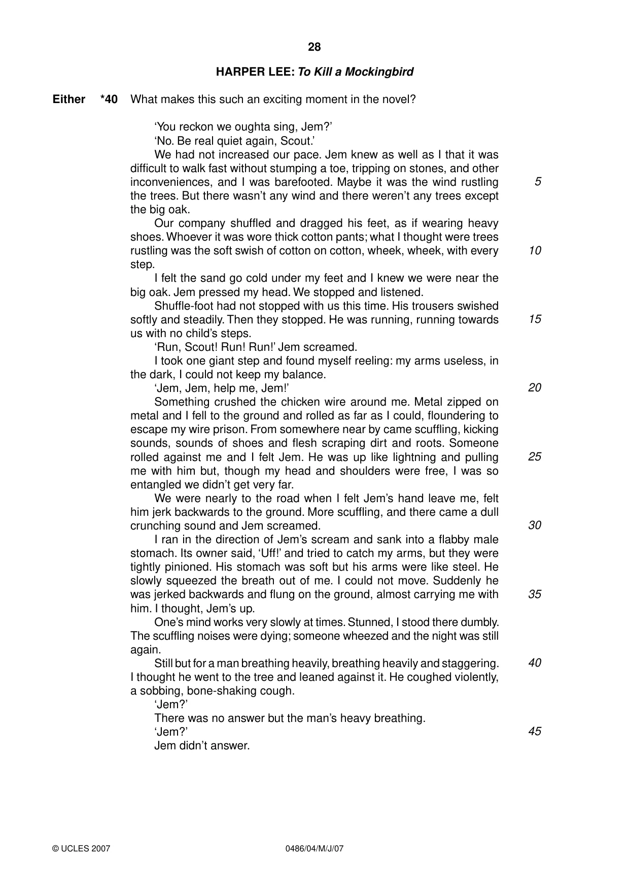 Cambridge IGCSE English - Literature 0486 2007 May/June Paper 4 · Variant 1 question paper, page 26 of 34