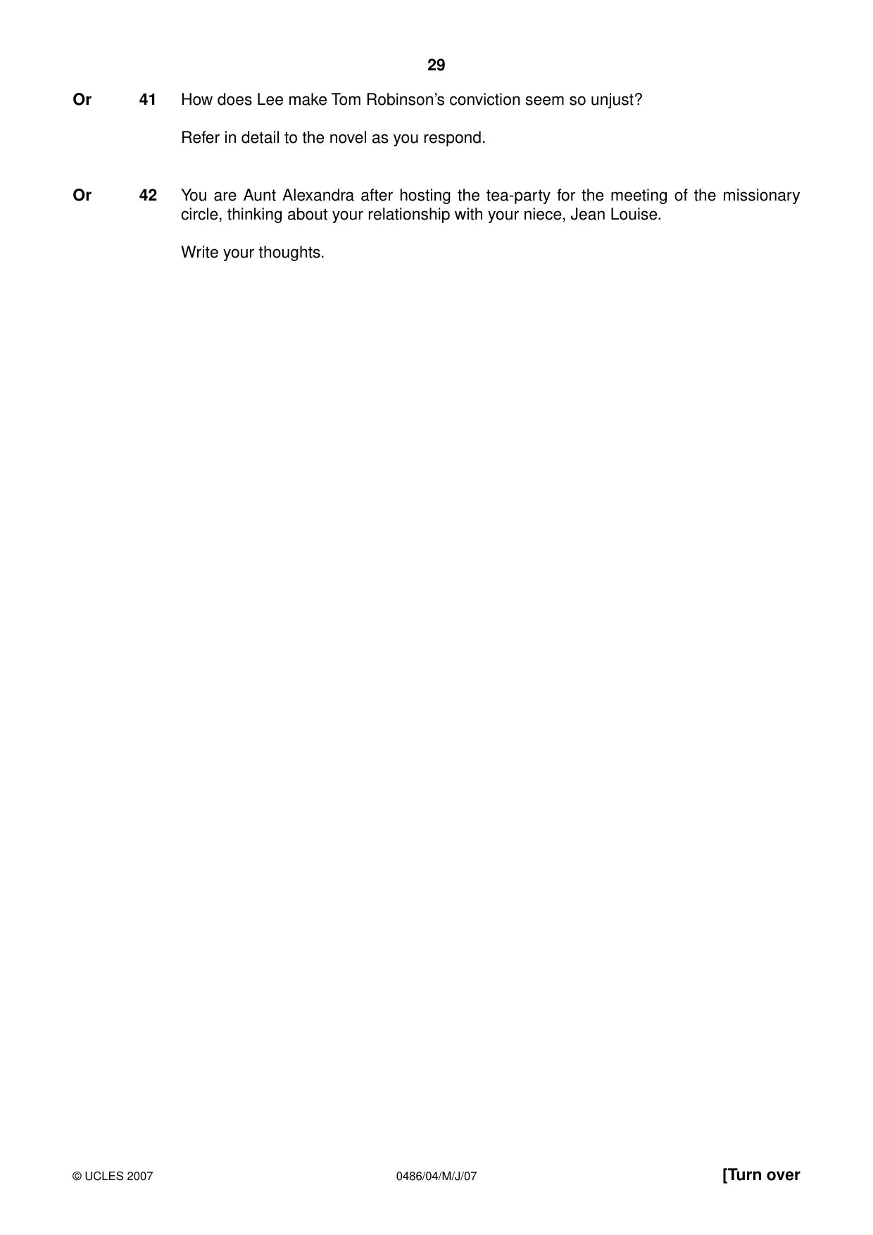 Cambridge IGCSE English - Literature 0486 2007 May/June Paper 4 · Variant 1 question paper, page 27 of 34