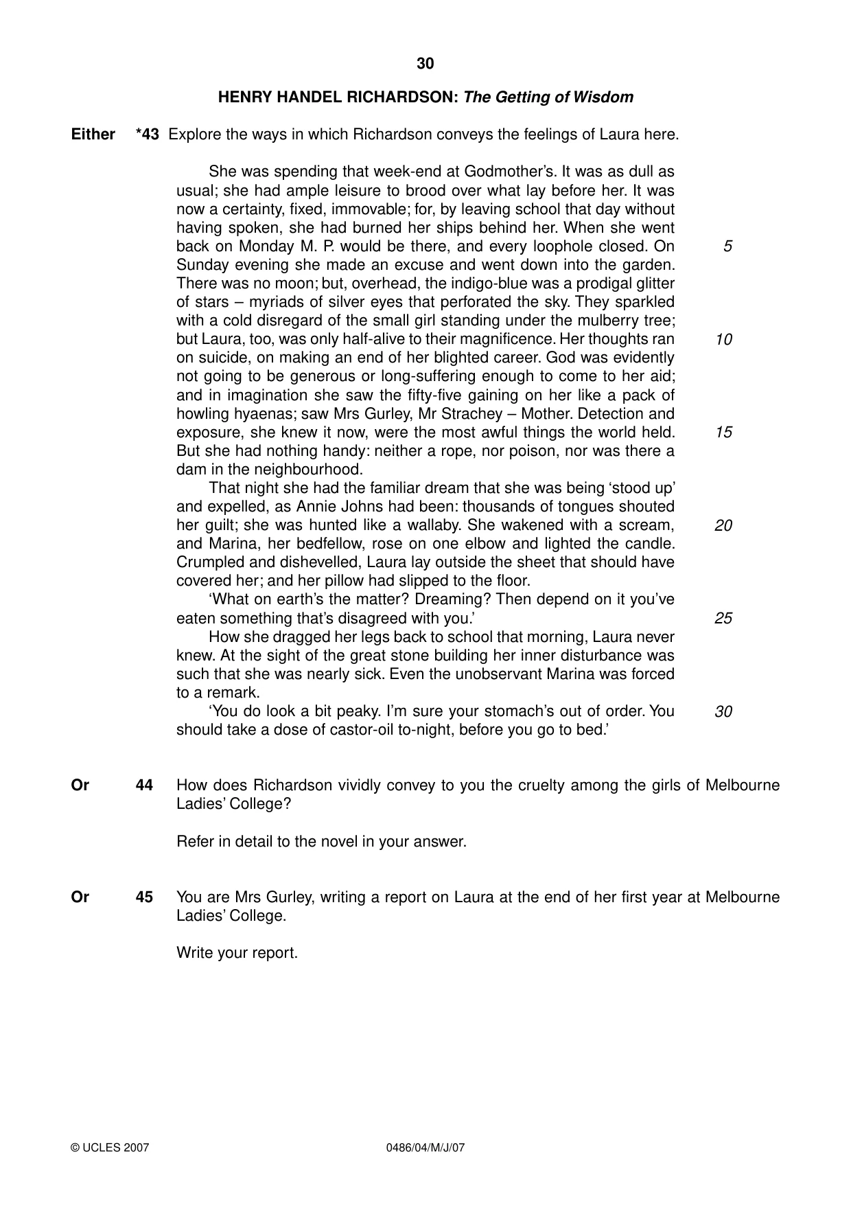 Cambridge IGCSE English - Literature 0486 2007 May/June Paper 4 · Variant 1 question paper, page 28 of 34