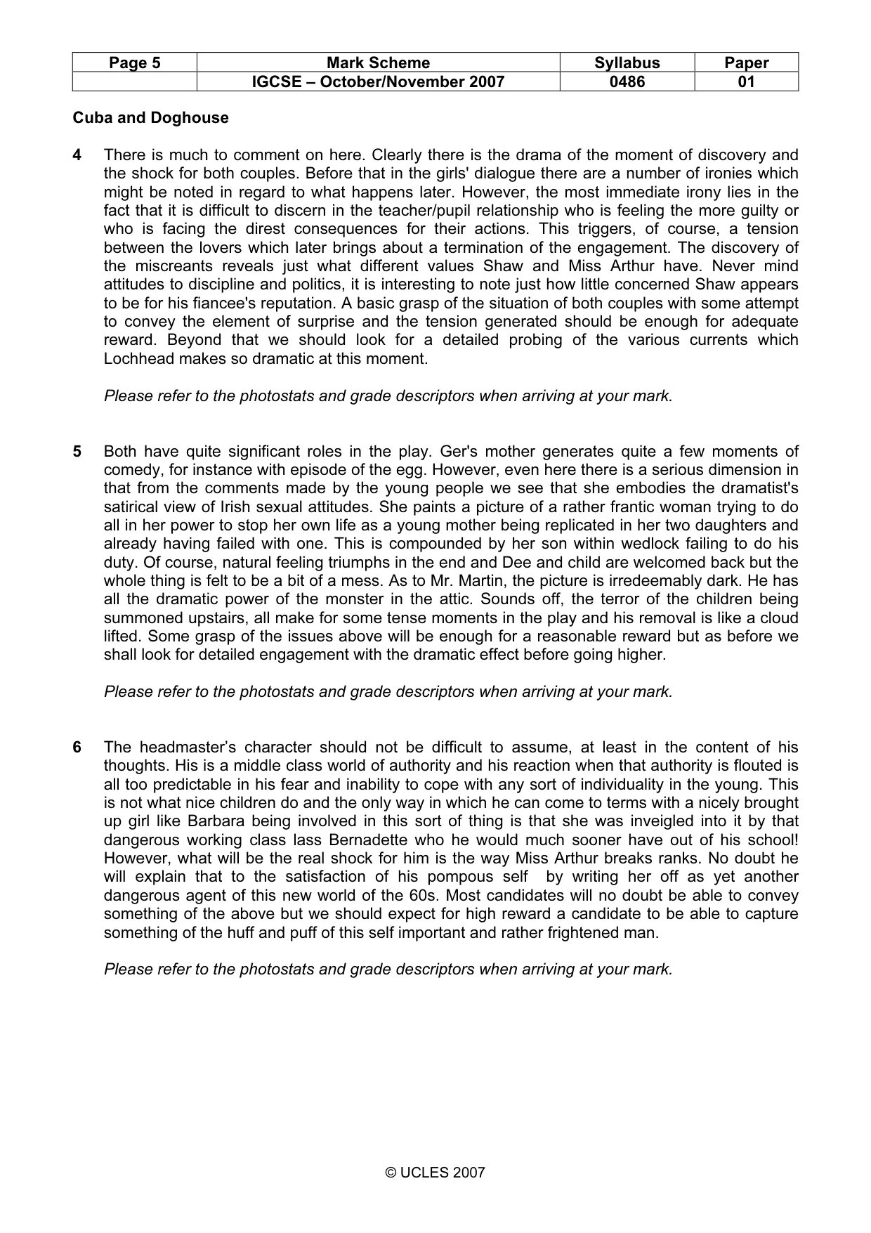 Mark scheme, page 5 of 18