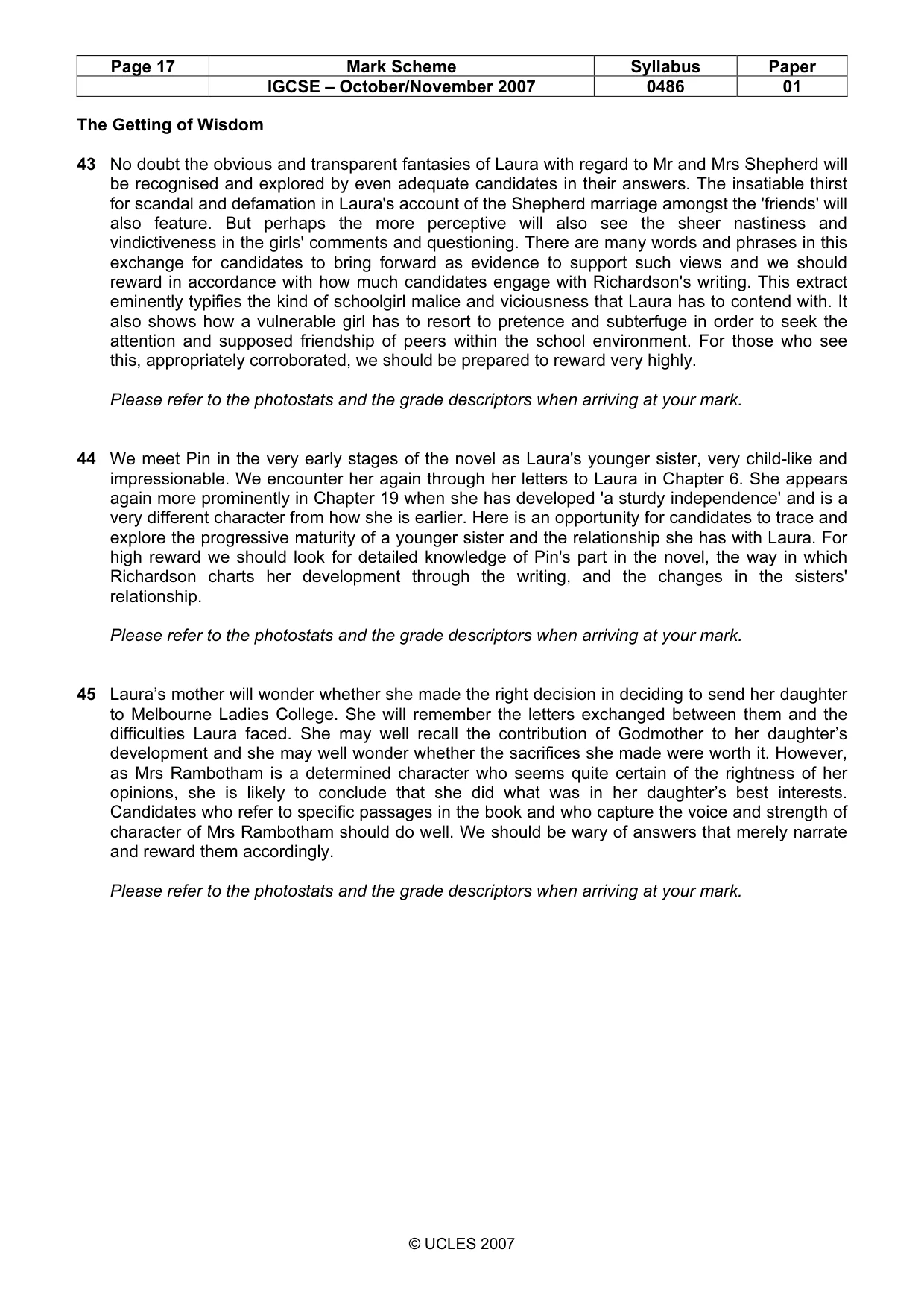 Mark scheme, page 17 of 18