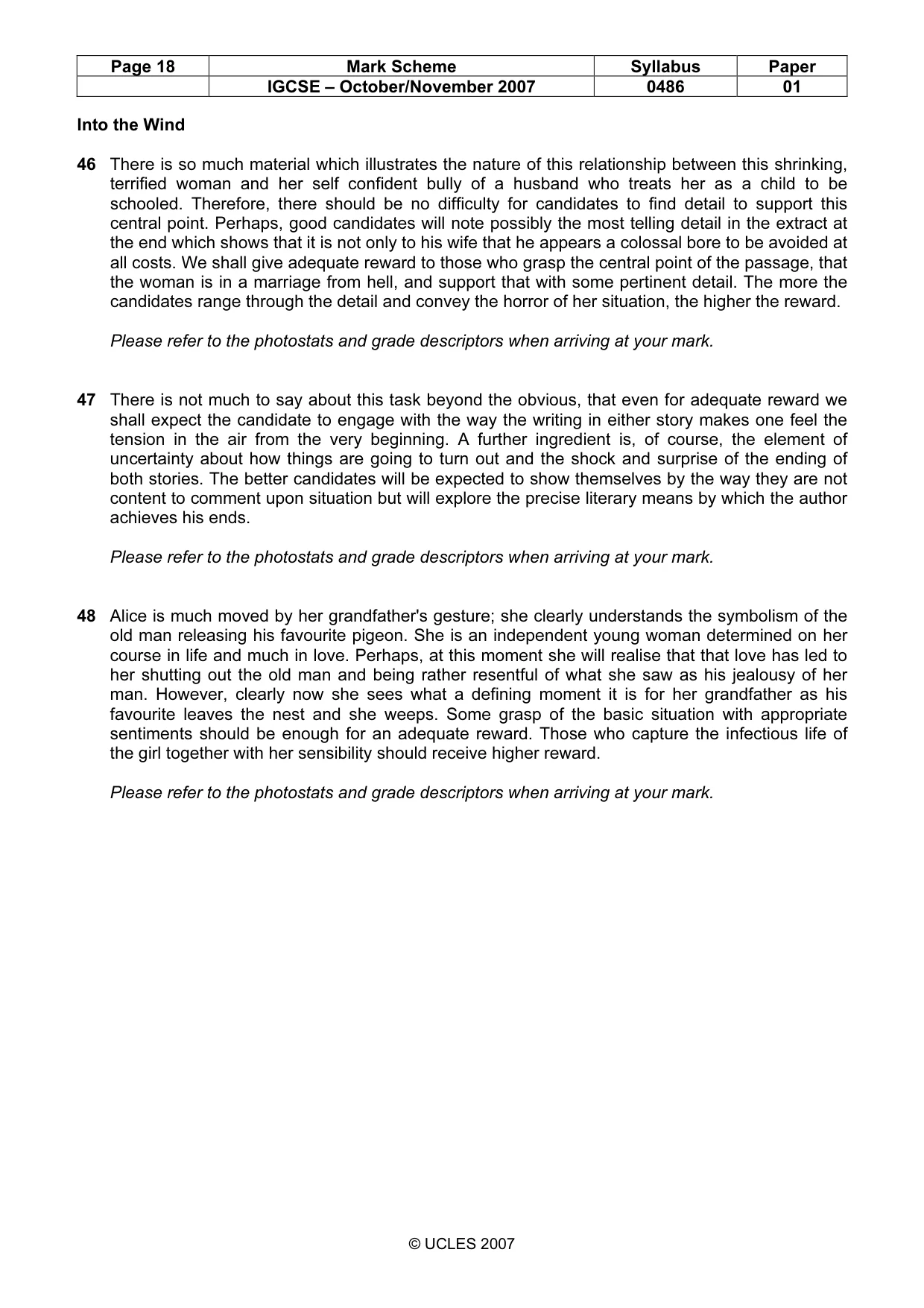 Mark scheme, page 18 of 18