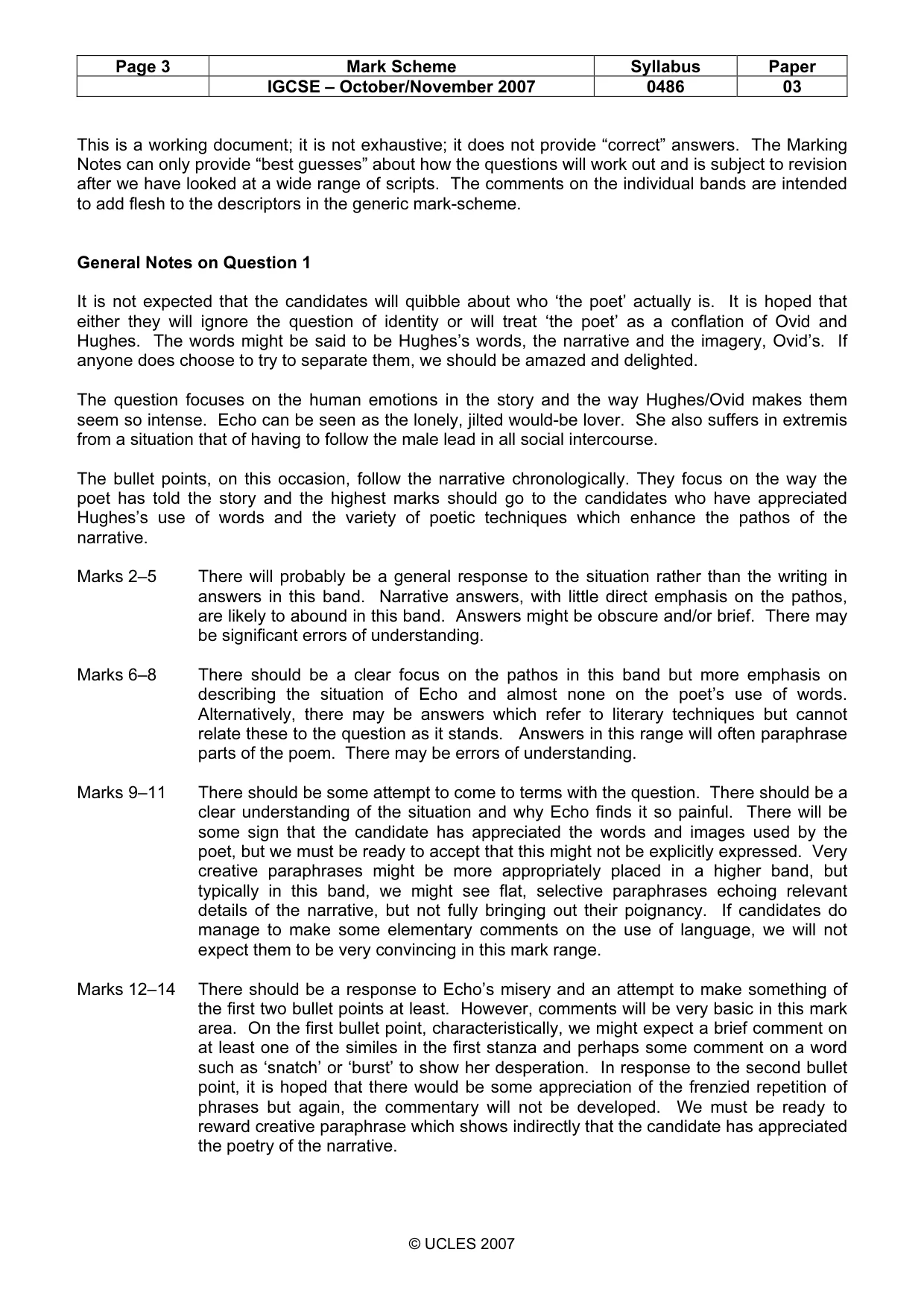 Mark scheme, page 3 of 5
