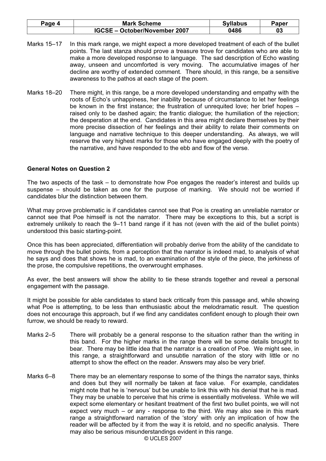 Mark scheme, page 4 of 5